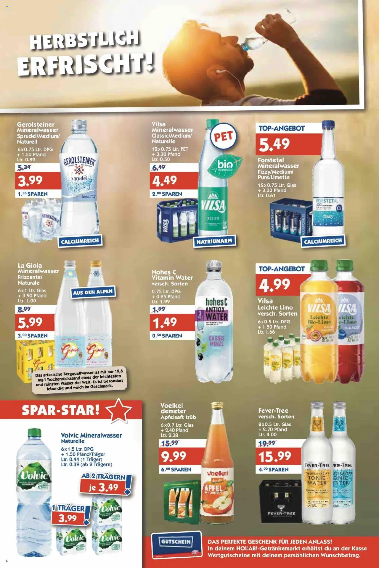 HOL’AB! Prospekt 	 – gültig ab 22.09.2025 | Seite: 4 | Produkte: Apfelsaft, Mineralwasser, Wasser, Hohes c