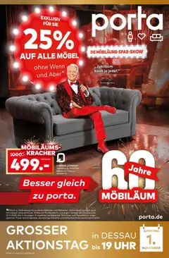 Porta! Möbiläums-Spar-Show mit Guido Cantz und 25% auf ALLE Möbel - Dessau-Roßlau ab 27.10.2025 gültig