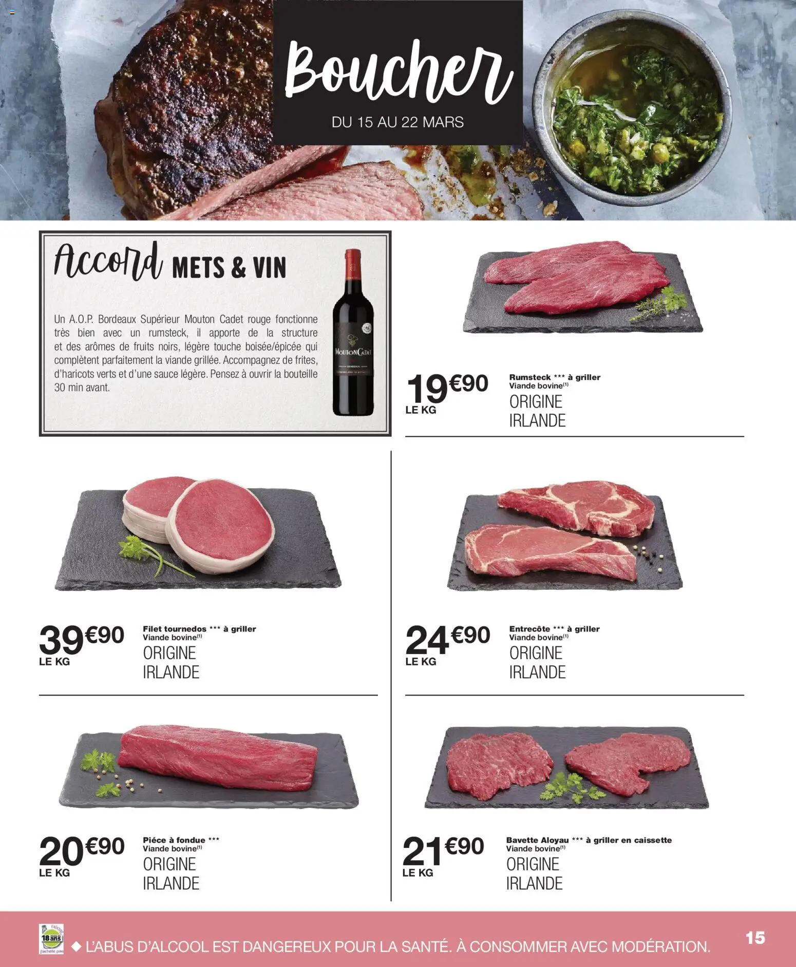 {H1} | Page: 15 | Produits: Vin, Bavette, Tournedos, Rumsteck