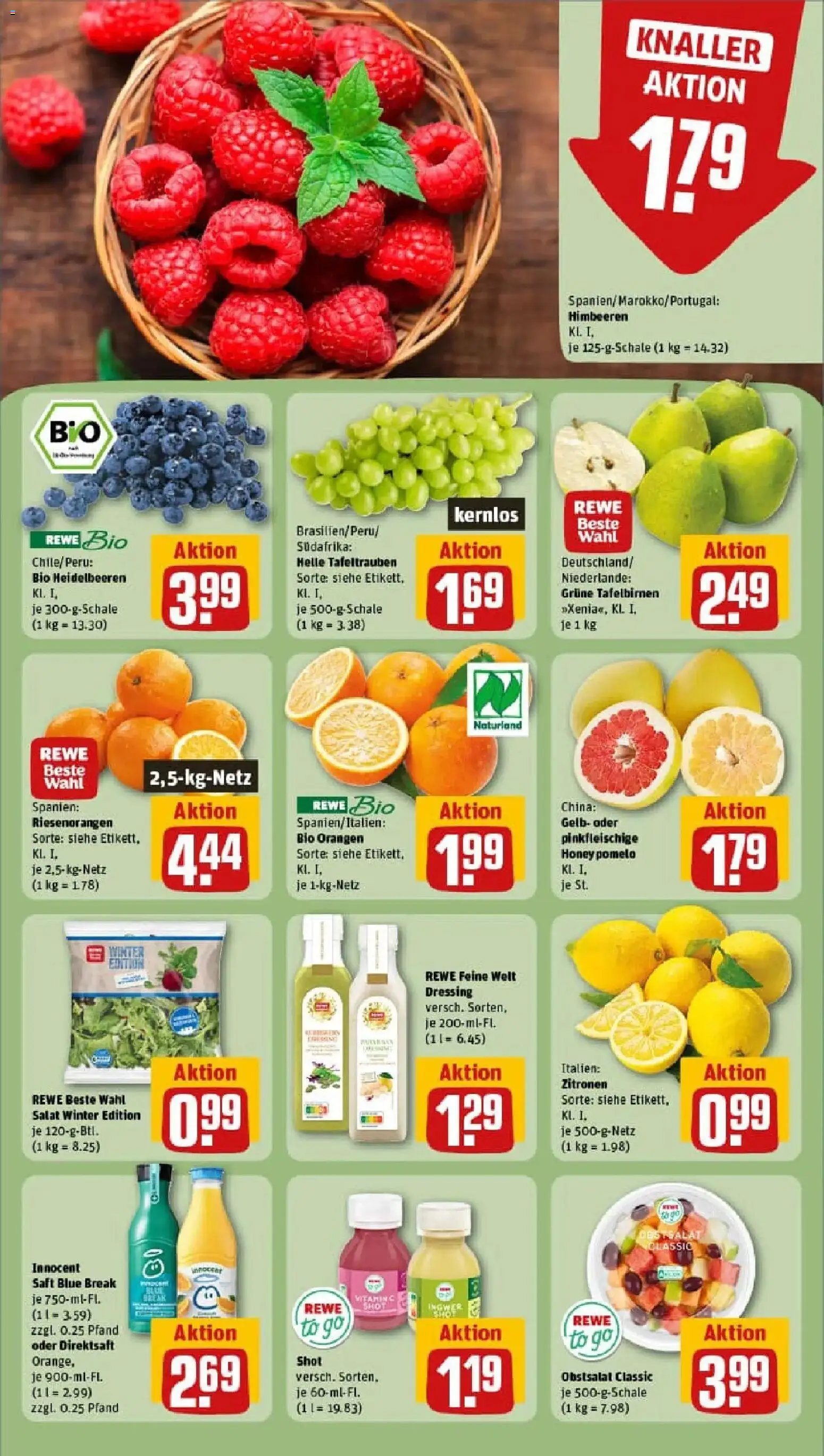 Rewe prospekt Bad Heilbrunn	 – gültig ab 26.01.2026 | Seite: 6 | Produkte: Himbeeren, Orangen, Heidelbeeren, Saft