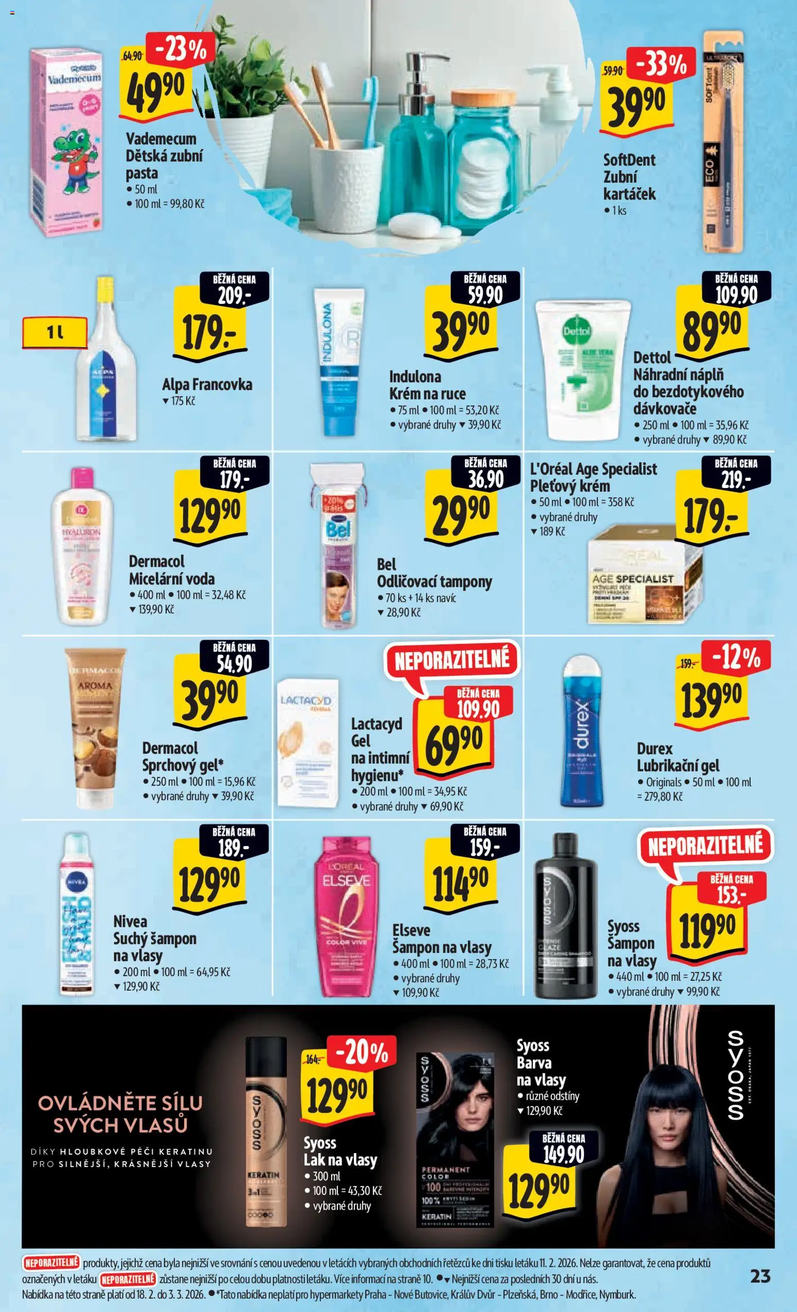 Albert leták - Hypermarket od 18.02.2026 | Strana: 31 | Produkty: Syoss, Krém na ruce, Tampony, Šampon