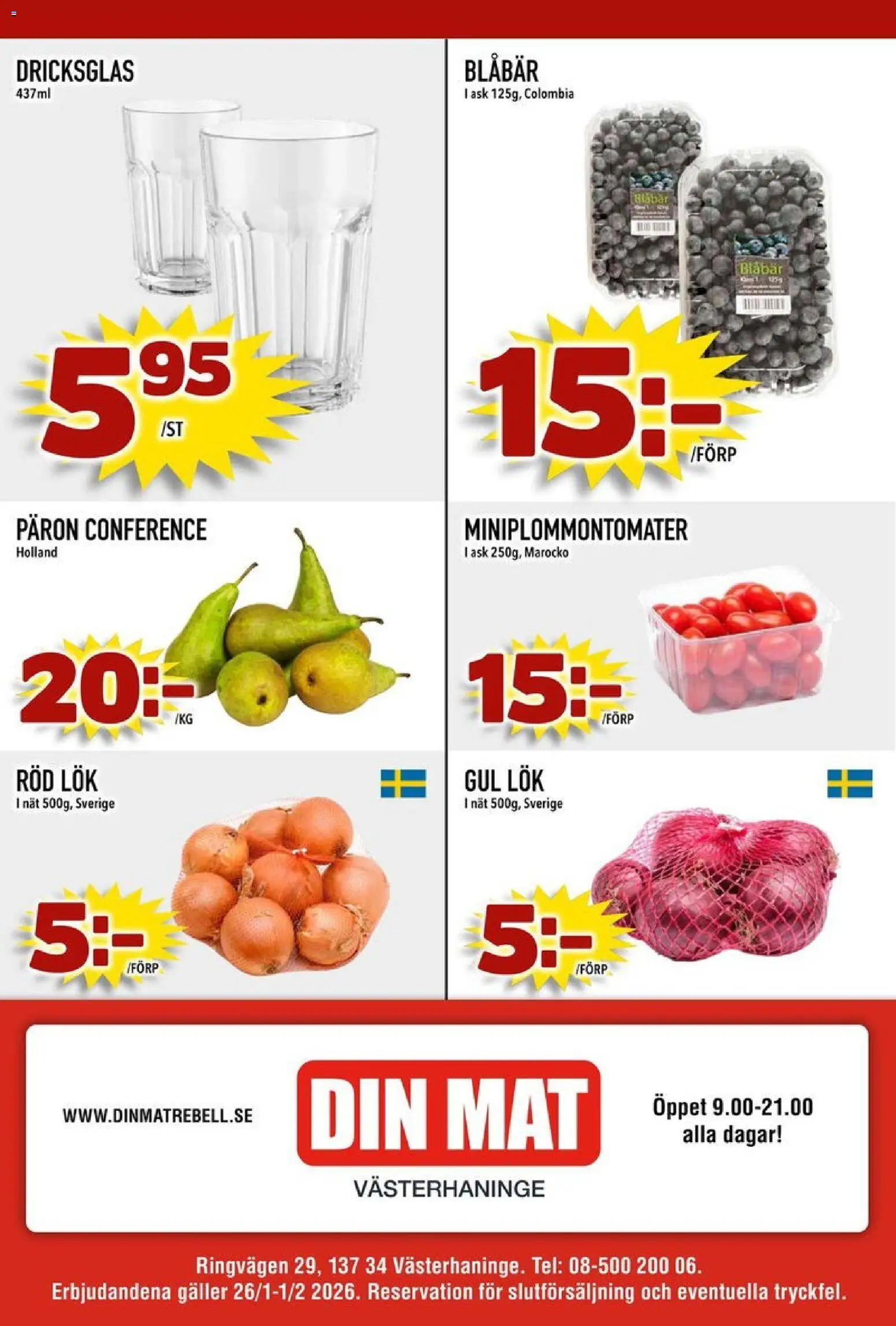 Din Mat reklamblad aktuell från 26.01.2026 | Sida: 8 | Produkter: Galler, Gul lök, Blåbär