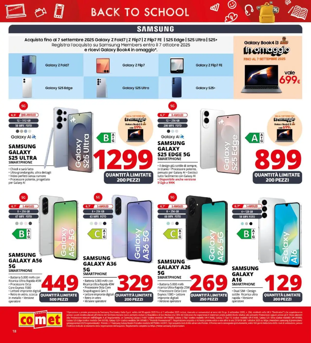 Volantino Comet del 21.08.2025 | Pagina: 18 | Prodotti: Data, Smartphone, Video, Samsung