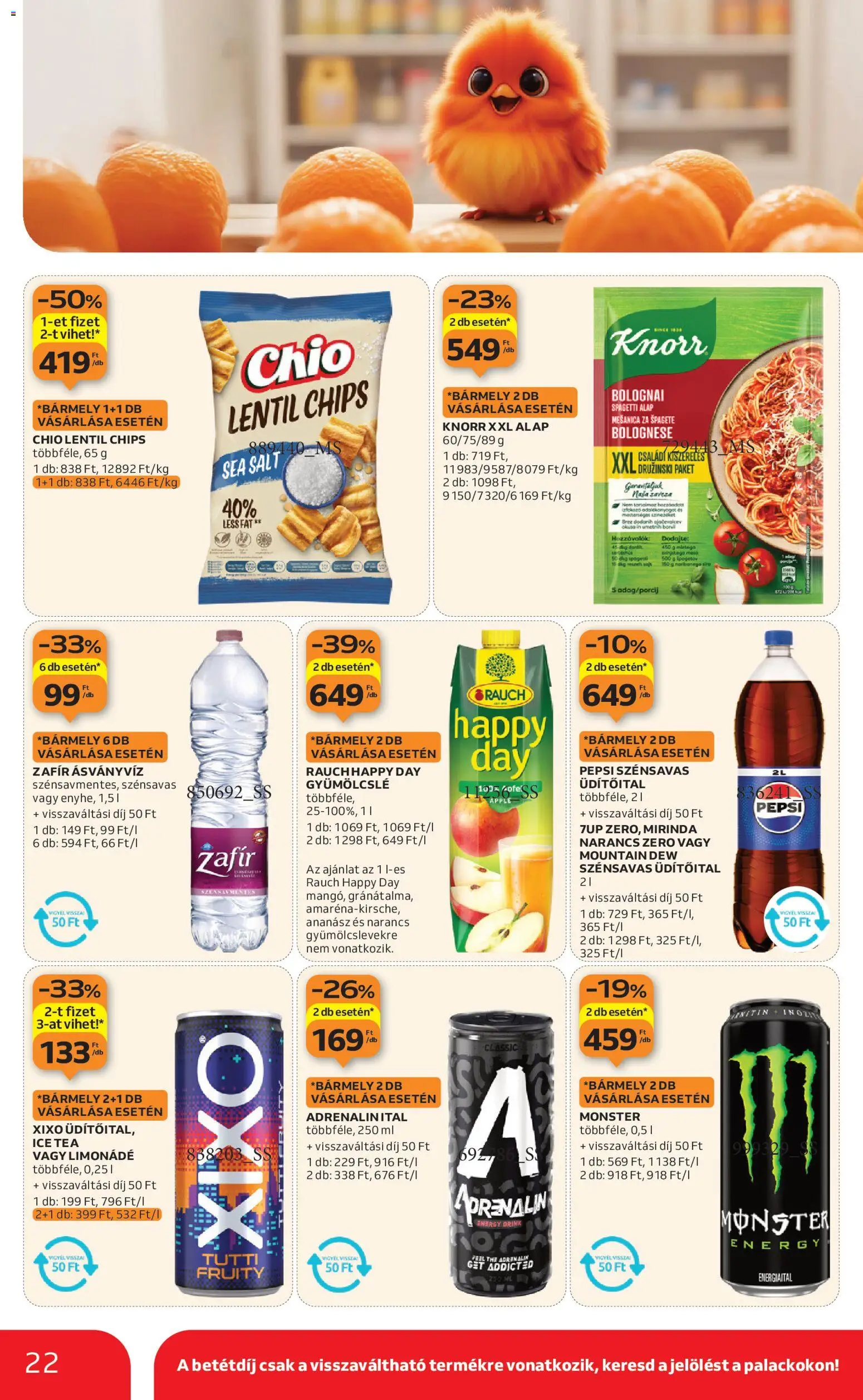 Auchan akciós ujság - amely érvényes a következő dátumtól: 08.01.2026 | Oldal: 22 | Termékek: Chips, Pepsi, Tea, Ananász
