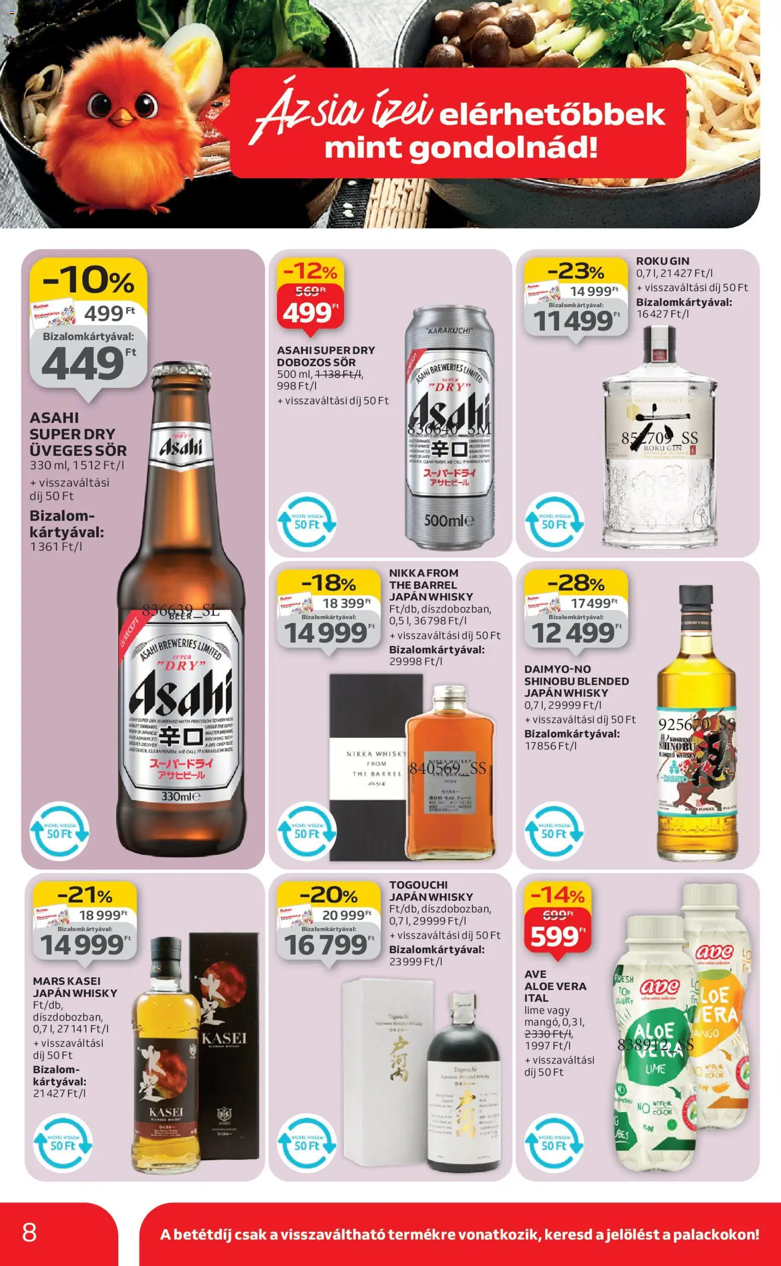 Auchan akciós ujság - amely érvényes a következő dátumtól: 29.01.2026 | Oldal: 8 | Termékek: Lime, Aloe vera, Sör, Gin