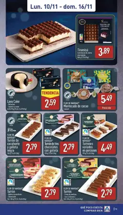 Vista previa Tiramisú, Con mousse de crema mascarpone. 500 g (7,78 €/kg) válido desde el 10.11.2025 | Página: 13 | Productos: Mousse, Leche, Chocolate, Φρυγανιές σικάλεως