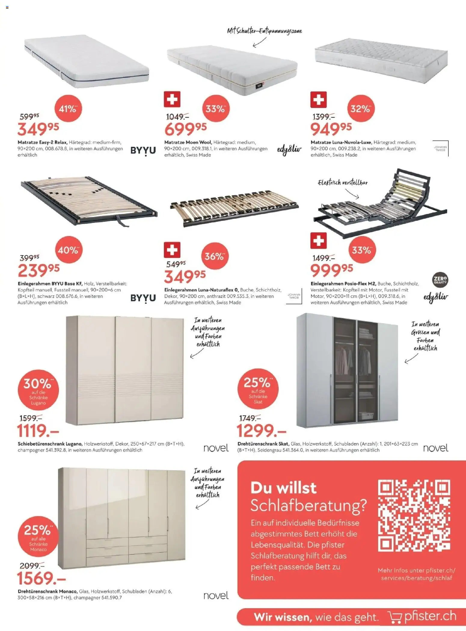 Pfister Aktionen – gültig ab 02.12.2025 | Seite: 7 | Produkte: Matratze, Drehtürenschrank, Bett