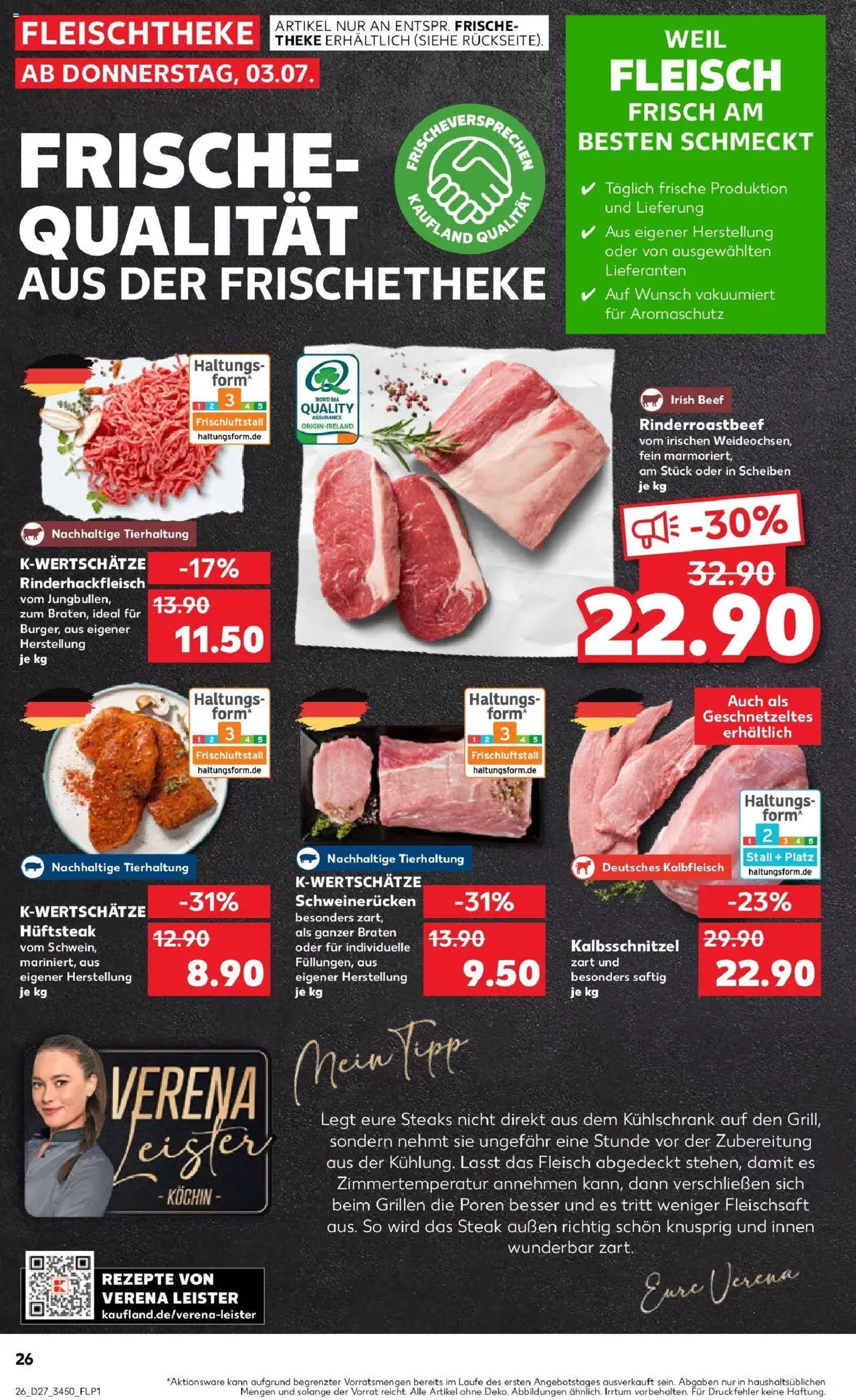 Kaufland prospekt Spremberg	 - gültig ab dem 03.07.2025 | Seite: 26 | Produkte: Theke, Kühlschrank, Schweinerucken, Steak