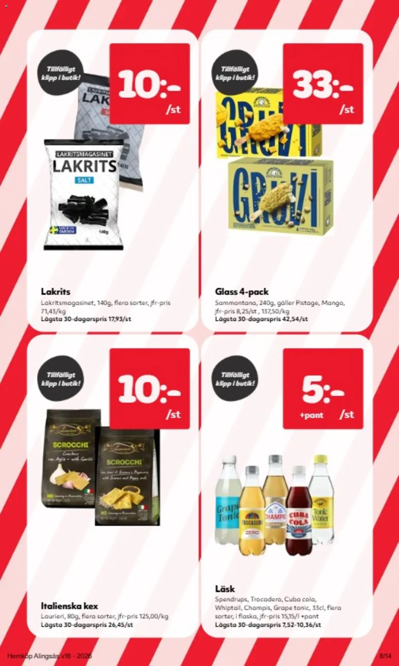 Hemköp reklamblad aktuell från 13.04.2026 | Sida: 12 | Produkter: Lakrits, Salt, Galler, Glass