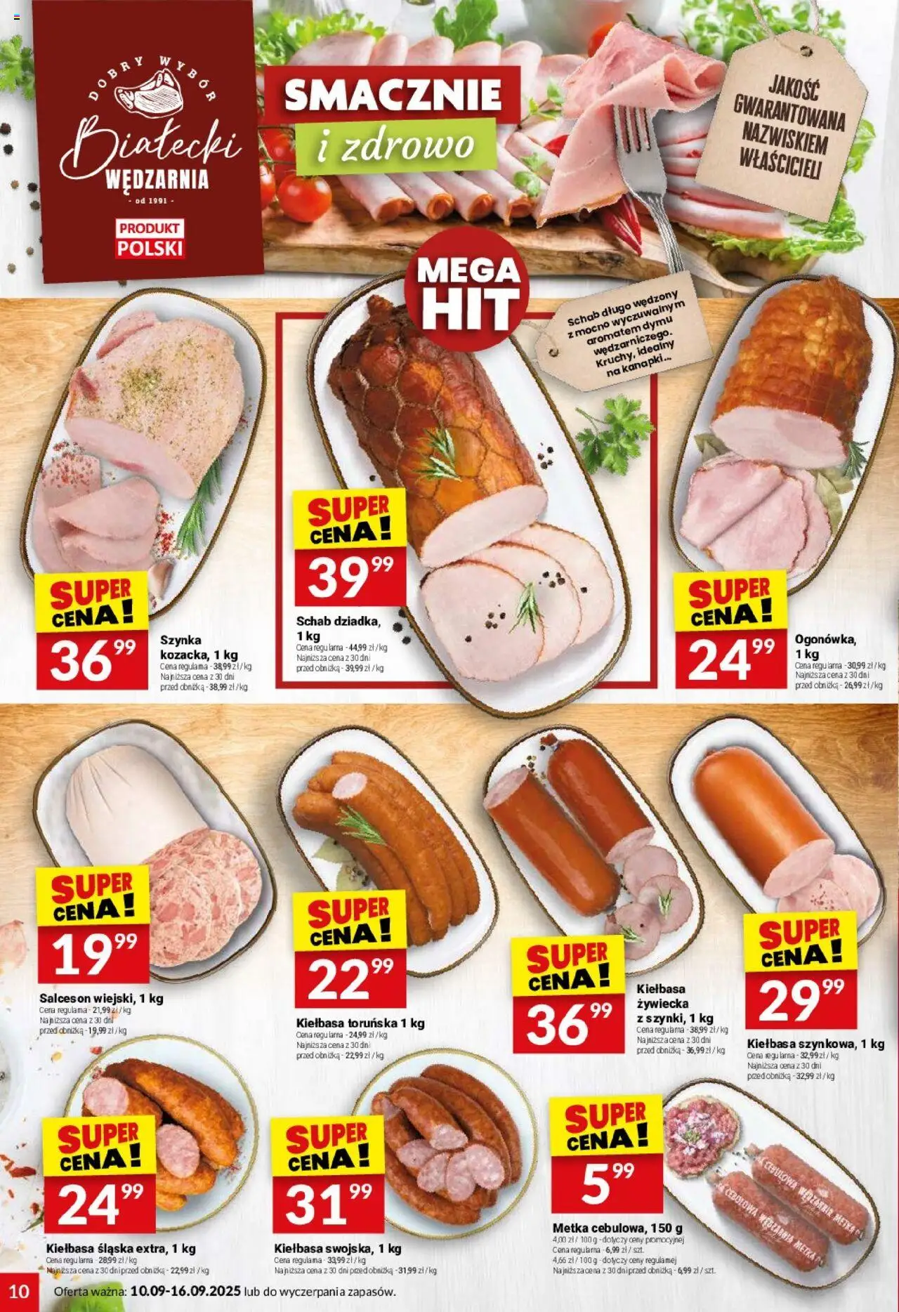Twój Market Gazetka od 10.09.2025 | Strona: 10 | Produkty: Kiełbasa, Schab, Szynka, Kiełbasa śląska
