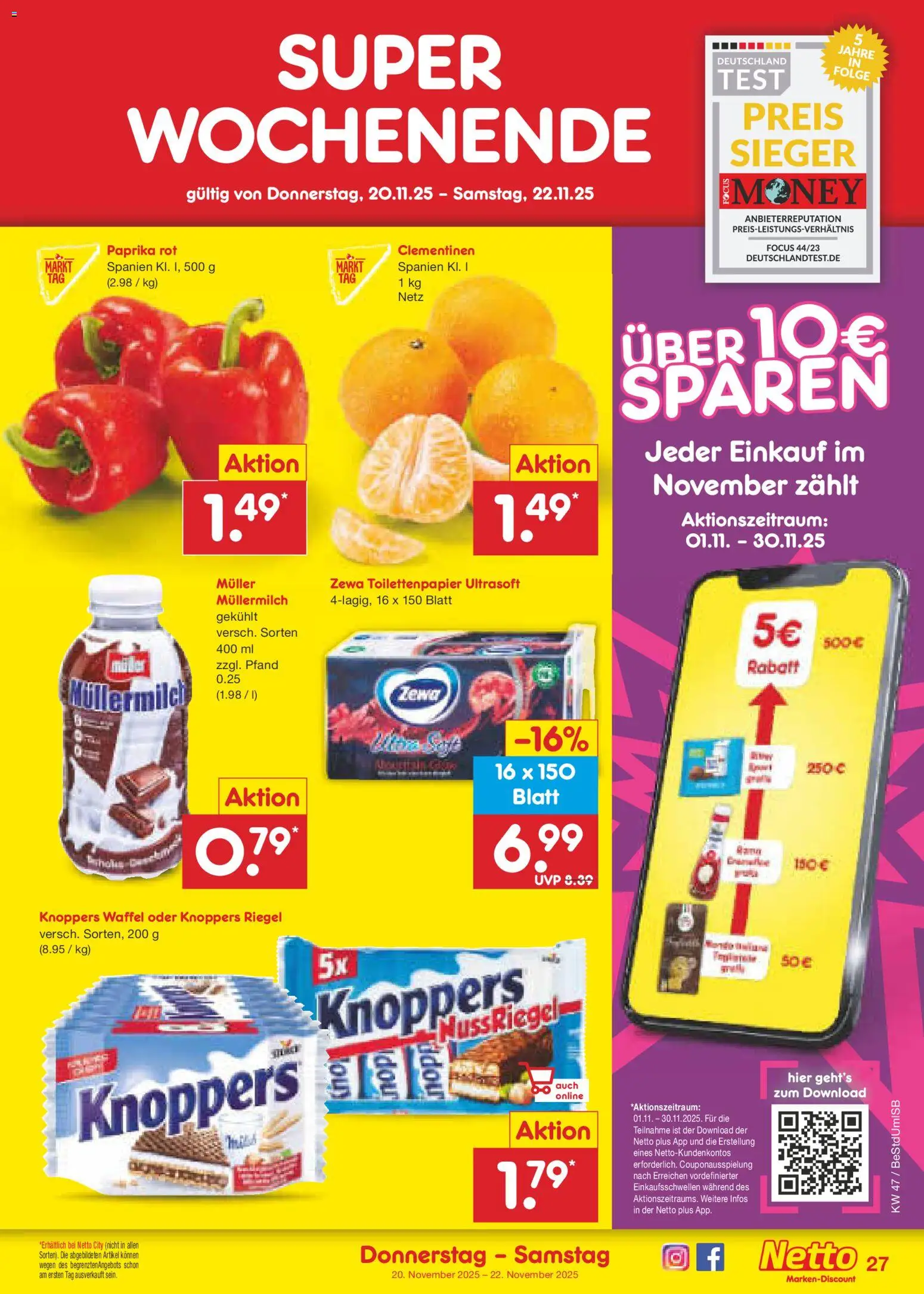 Netto Marken-Discount - Black Friday – gültig ab 17.11.2025 | Seite: 35 | Produkte: Zewa, Knoppers, Müllermilch, Toilettenpapier