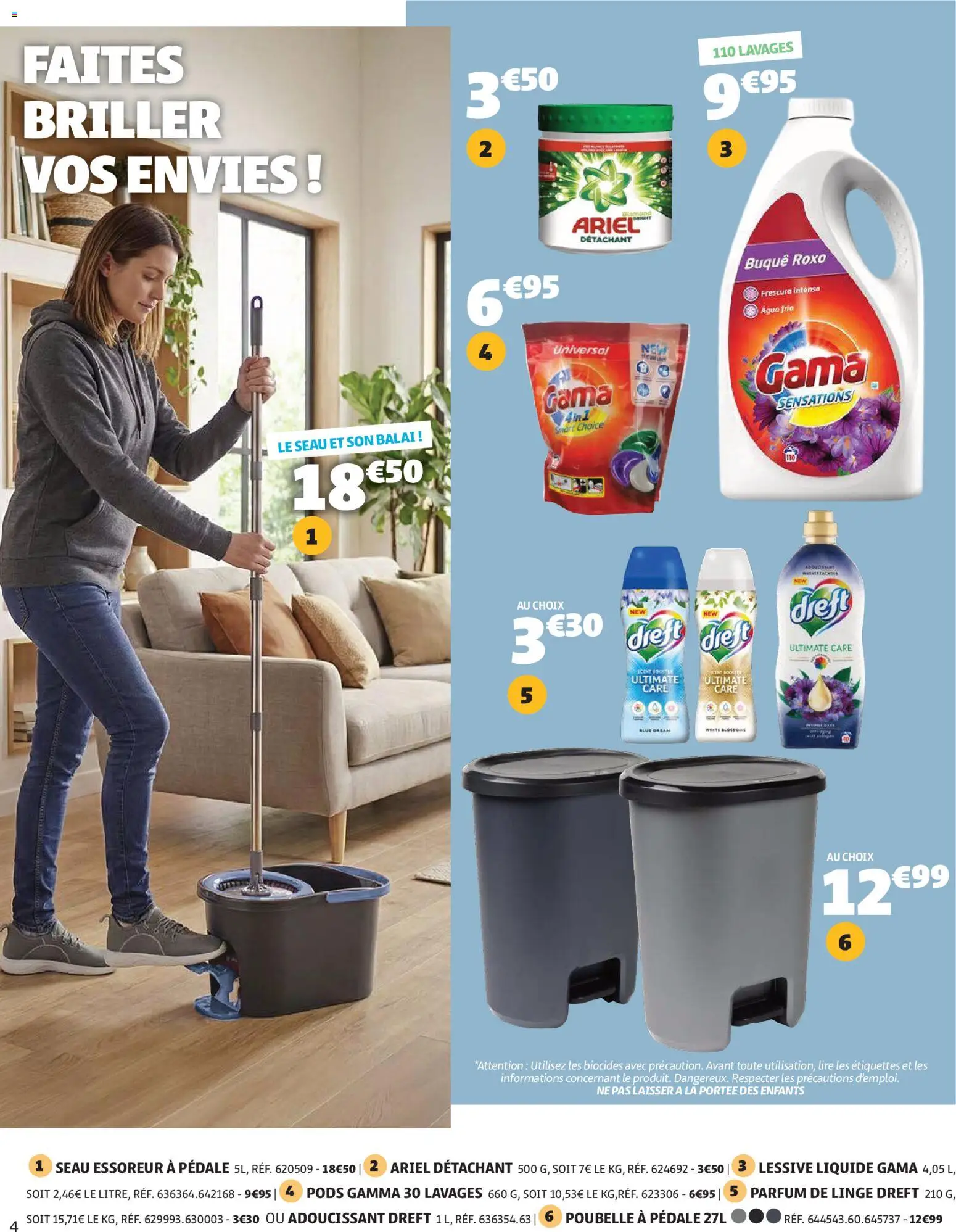 {H1} | Page: 4 | Produits: Poubelle, Parfum, Lessive Liquide, Balai