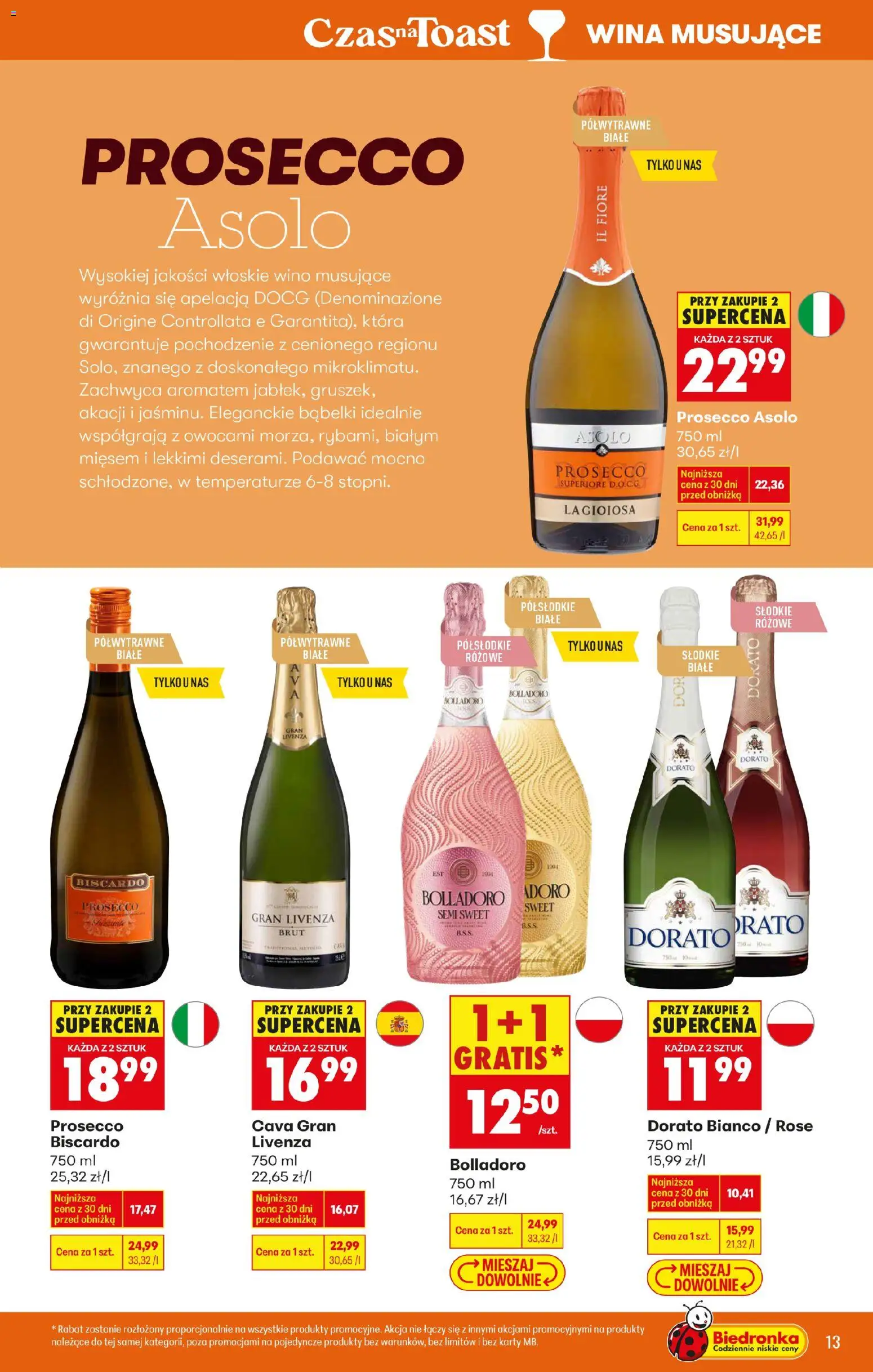 Biedronka gazetka - Czas na toast od 12.01.2026 | Strona: 15 | Produkty: Wino, Prosecco
