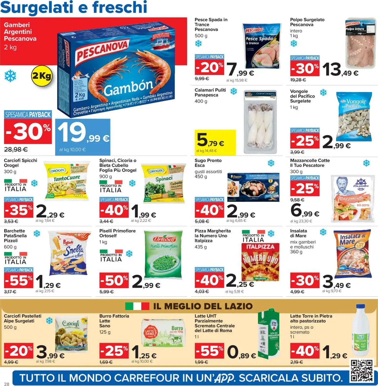 Volantino Carrefour del 26.03.2026 | Pagina: 28 | Prodotti: Pizza, Gamberi, Calamari, Carciofi