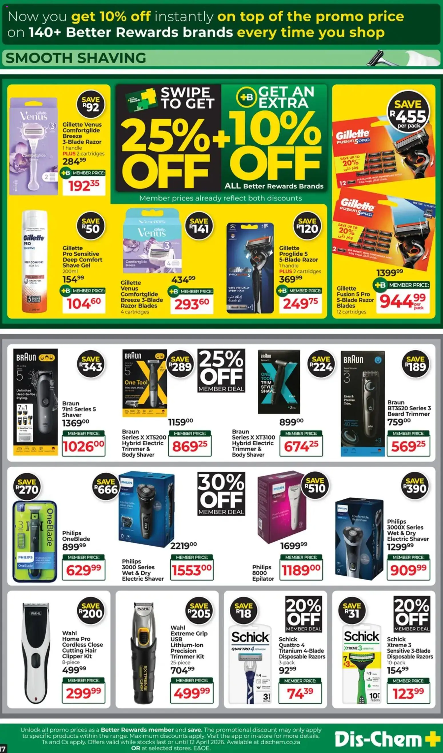 New Dis-Chem catalogue – valid from 17.03.2026 | Page: 17 | Products: Epilator, Razors