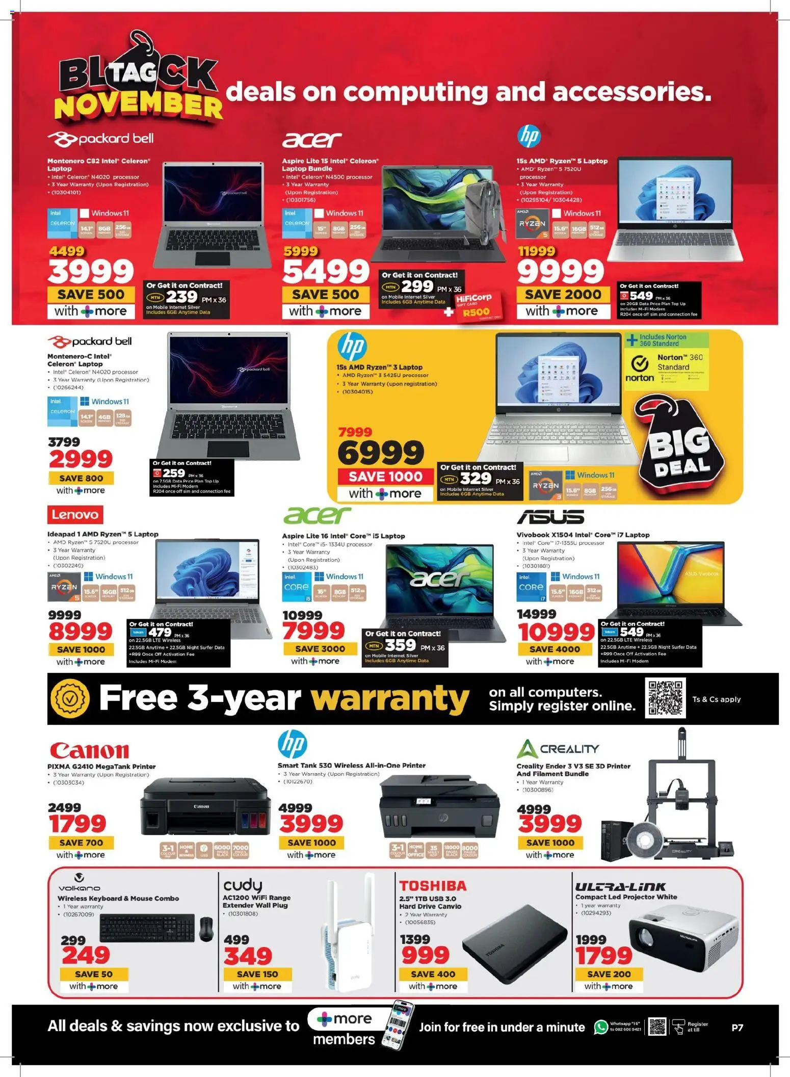 New HiFi Corp catalogue – valid from 29.10.2025 | Page: 7 | Products: Sim, Printer, Gift card, Hard drive