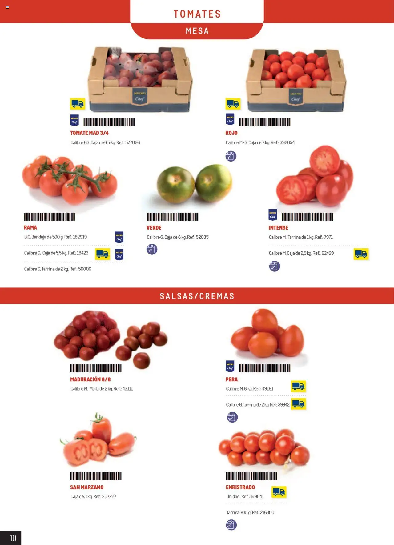 Makro catálogo │ válido desde el 01.01.2025 | Página: 10 | Productos: Tomates, Bandeja, Mesa, Caja
