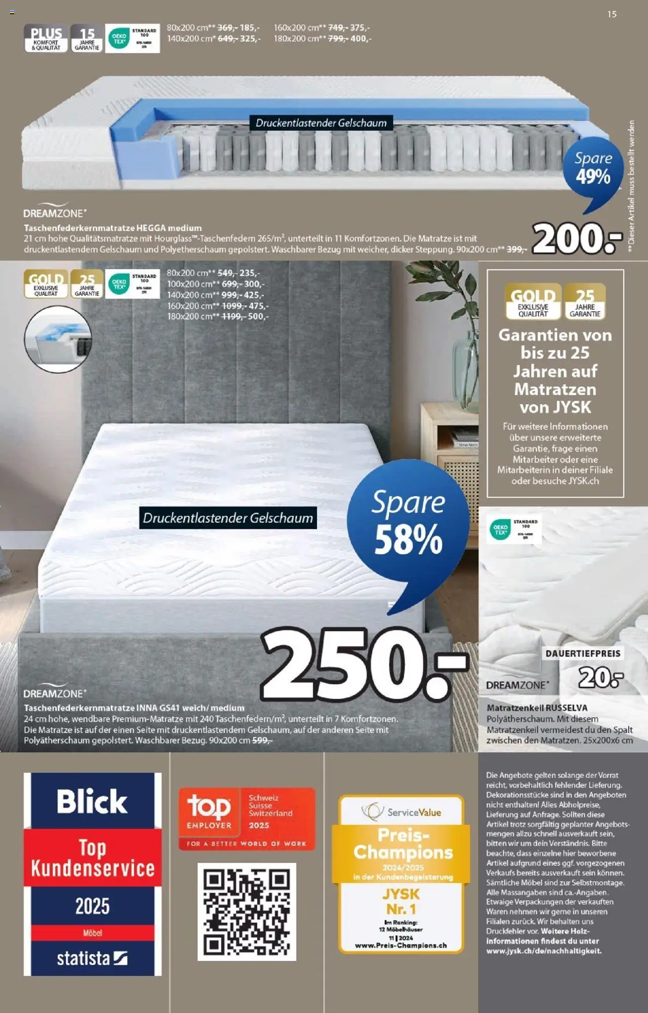 JYSK Aktionen – gültig ab 21.10.2025 | Seite: 15 | Produkte: Matratze