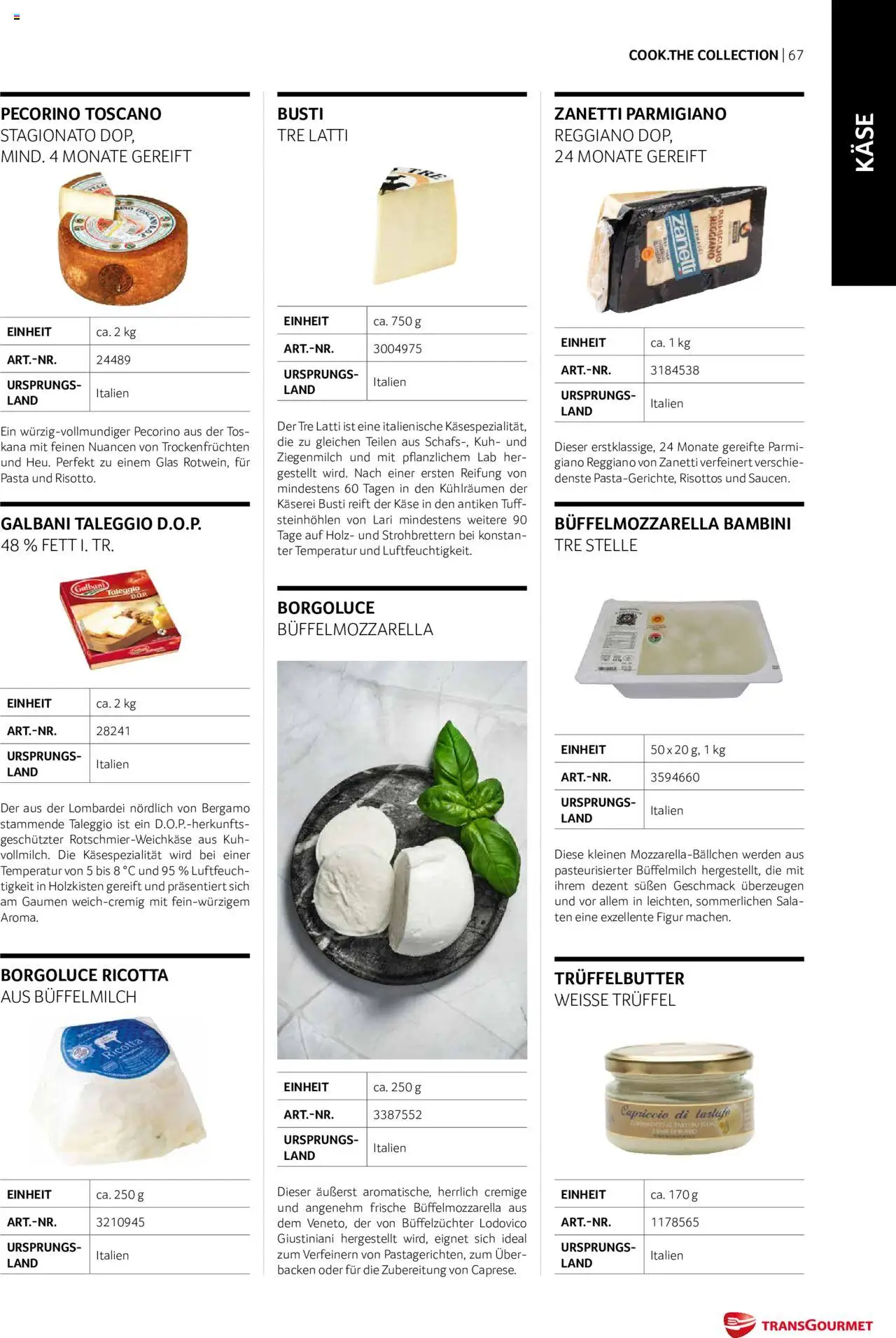 Transgourmet Cook Look-Book gültig ab 01.09.2023 | Seite: 67 | Produkte: Pasta, Käse