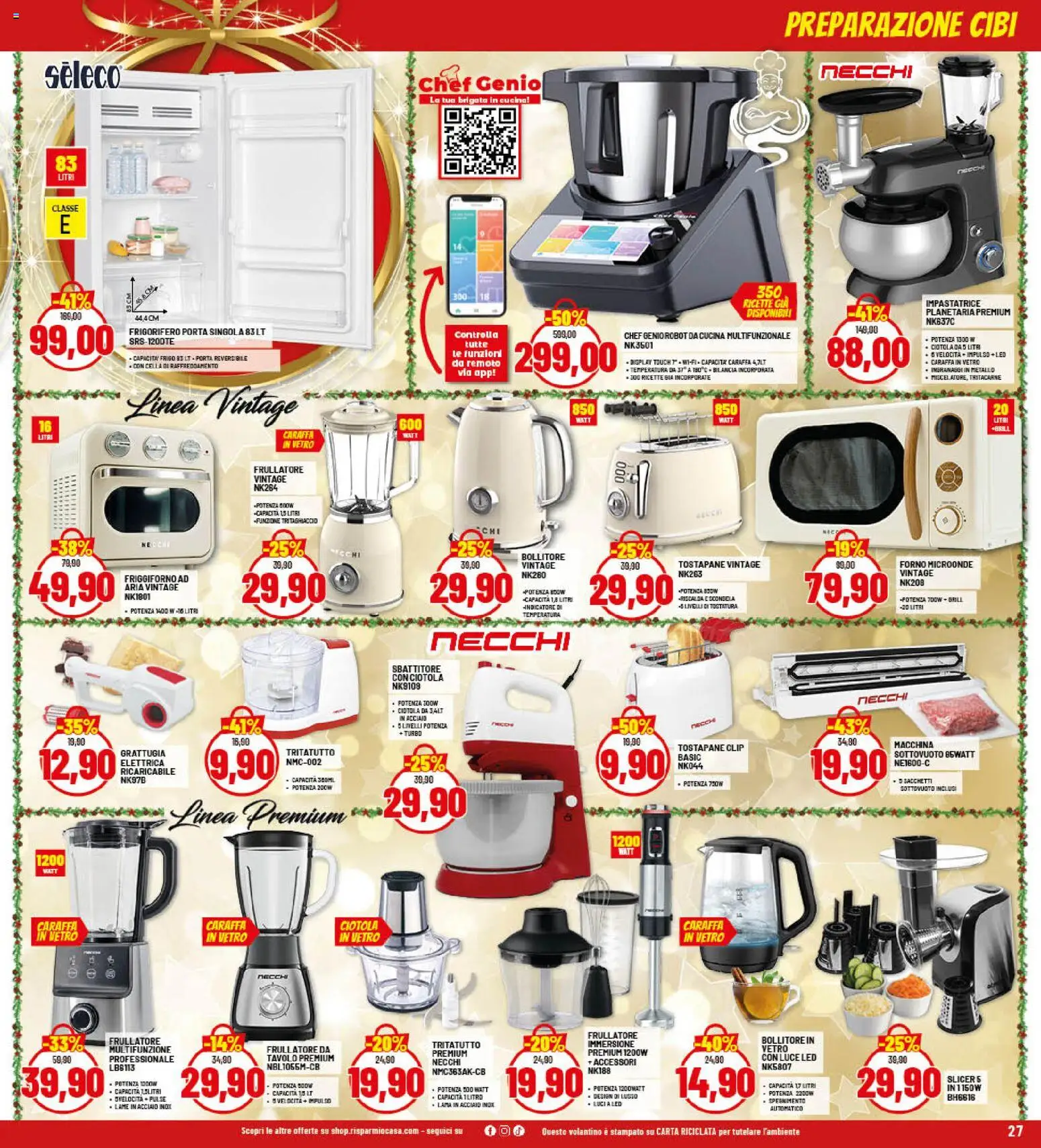 Volantino RisparmioCasa del 26.11.2025 | Pagina: 27 | Prodotti: Frigorifero, Forno, Robot, Tritacarne