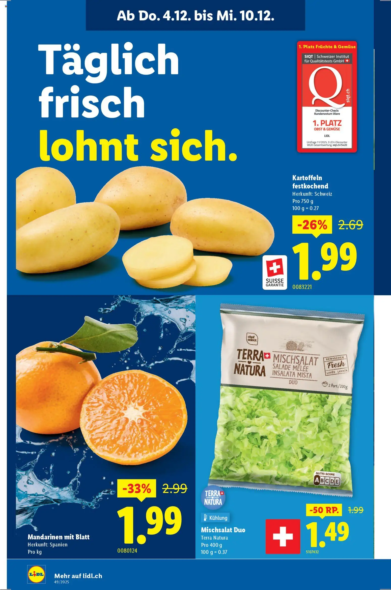 Lidl Aktionen – gültig ab 04.12.2025 | Seite: 6 | Produkte: Gemüse, Kartoffeln, Mandarinen, Früchte