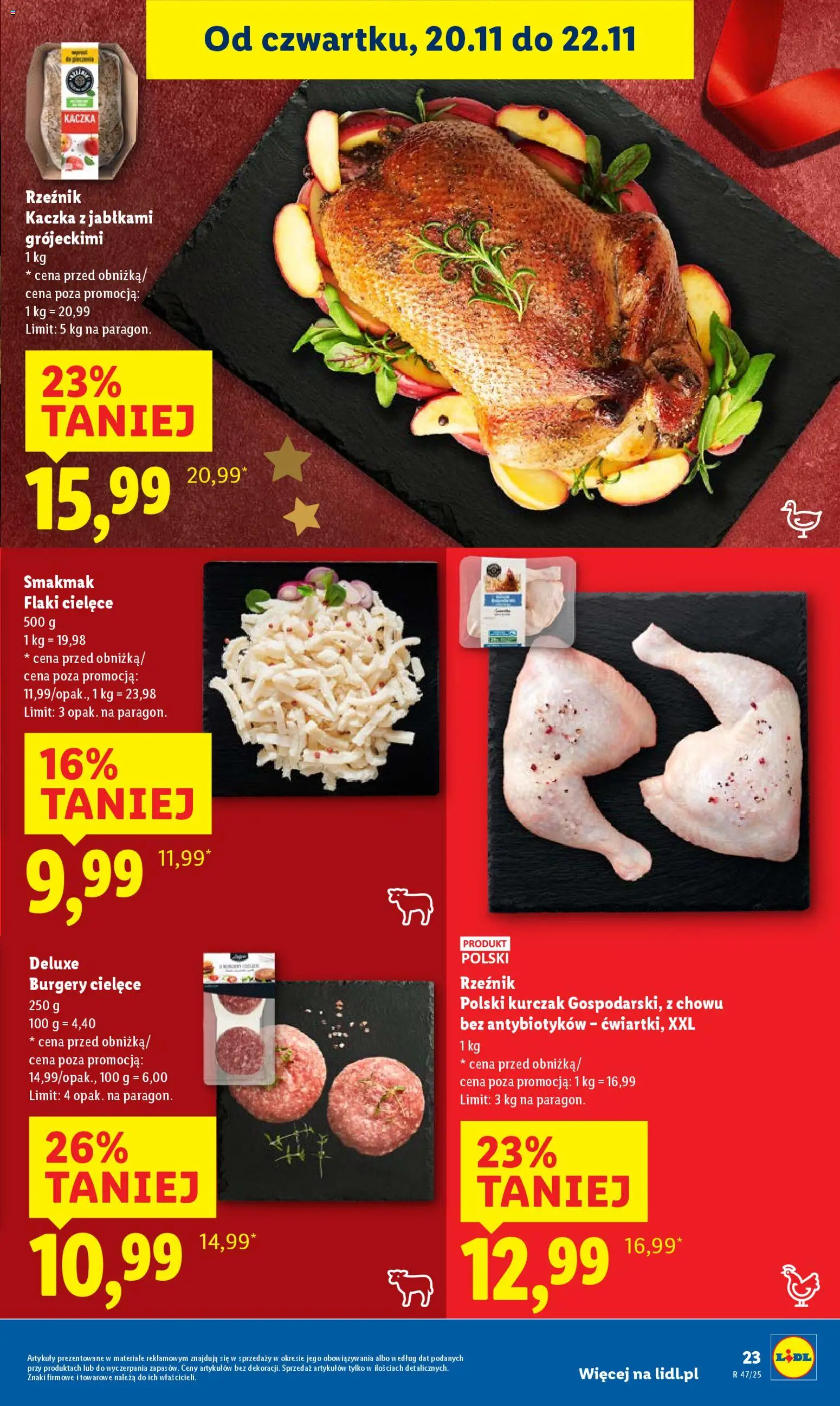 Lidl Gazetka od 20.11.2025 | Strona: 25 | Produkty: Kurczak, Kaczka, Kaczka z jabłkami, Flaki