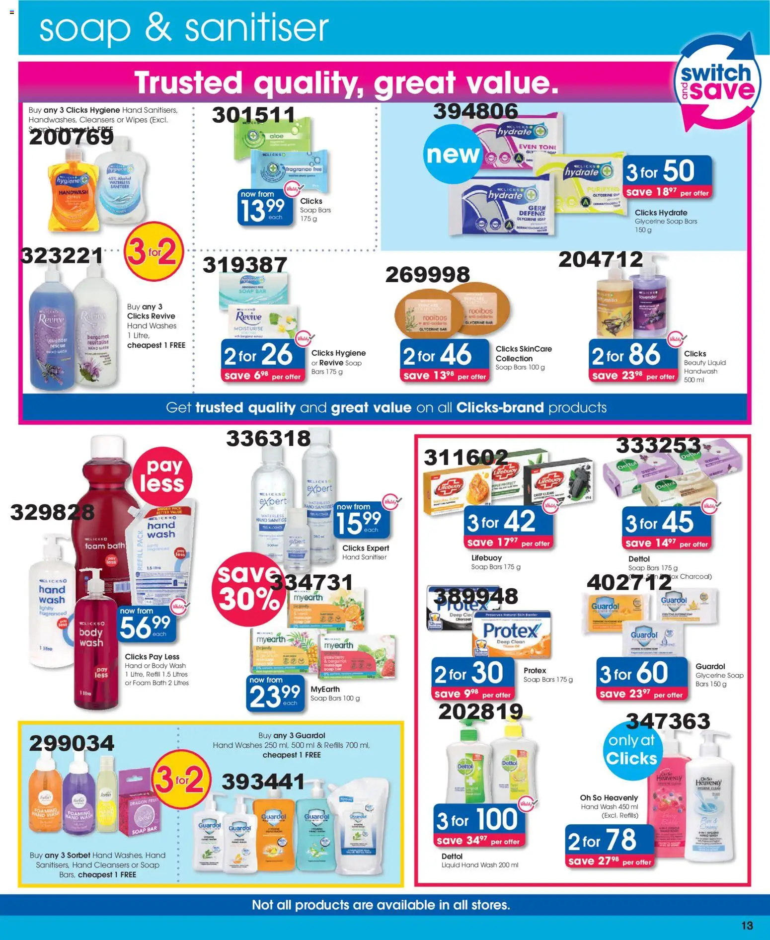 New Clicks catalogue – valid from 25.03.2026 | Page: 13 | Products: Bath, Switch, Soap, Body wash