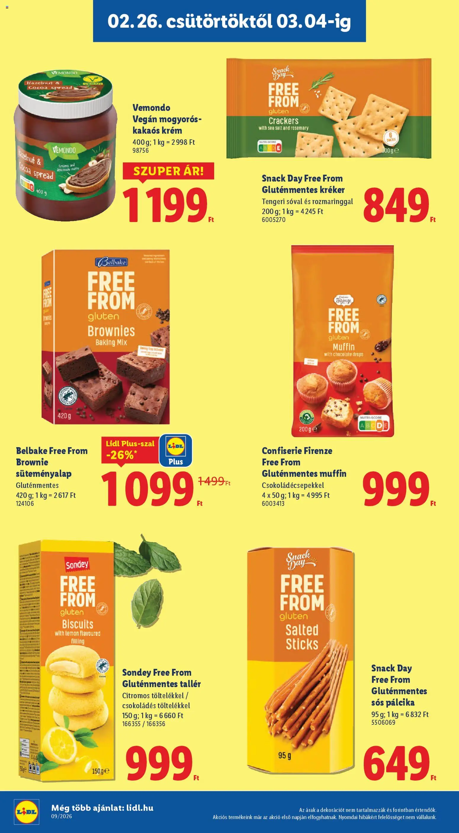 Lidl akciós ujság - amely érvényes a következő dátumtól: 26.02.2026 | Oldal: 28 | Termékek: Kréker, Sós pálcika, Vegán, Brownie