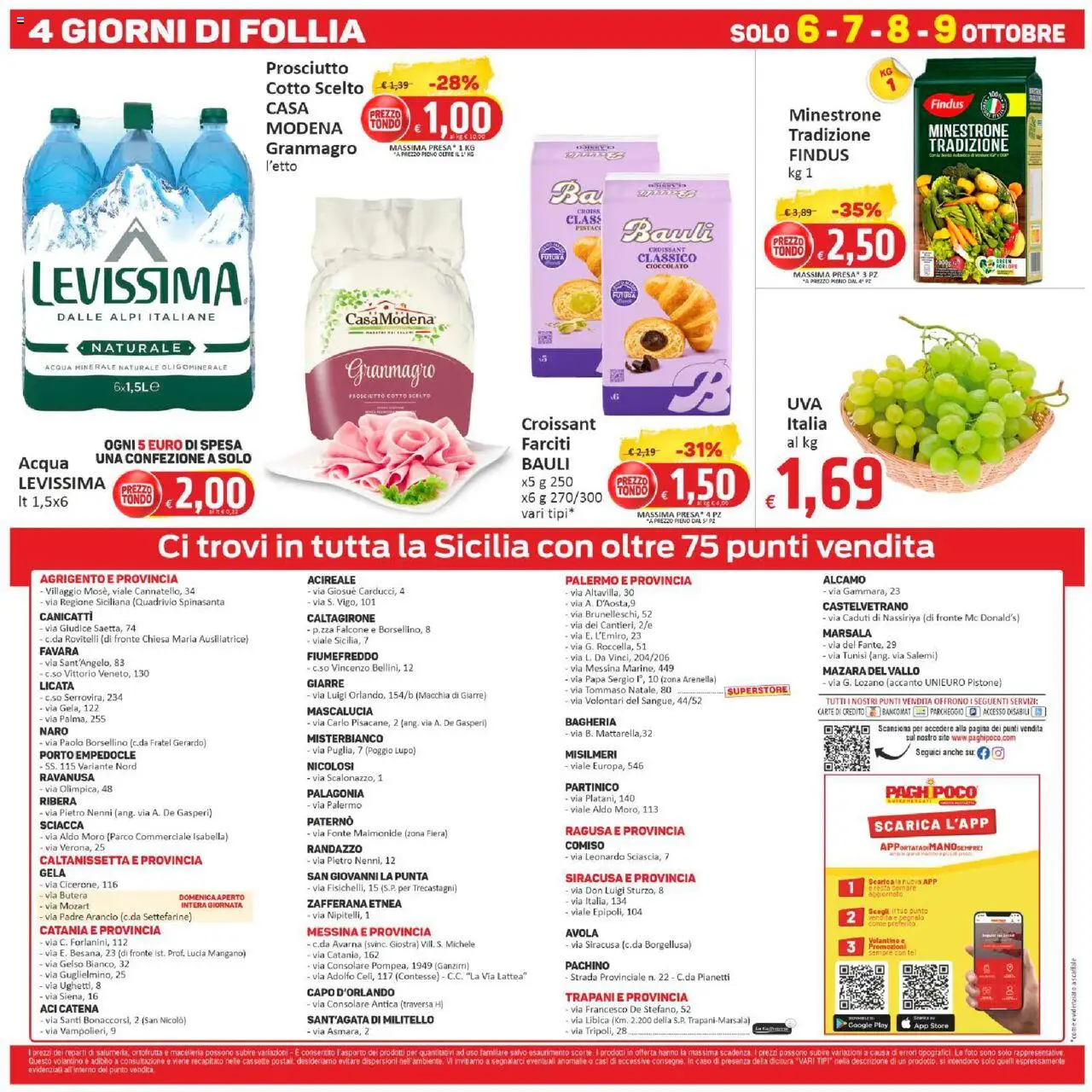 Volantino Paghi Poco del 30.09.2025 | Pagina: 20 | Prodotti: Acqua, Croissant, Acqua minerale, Presa