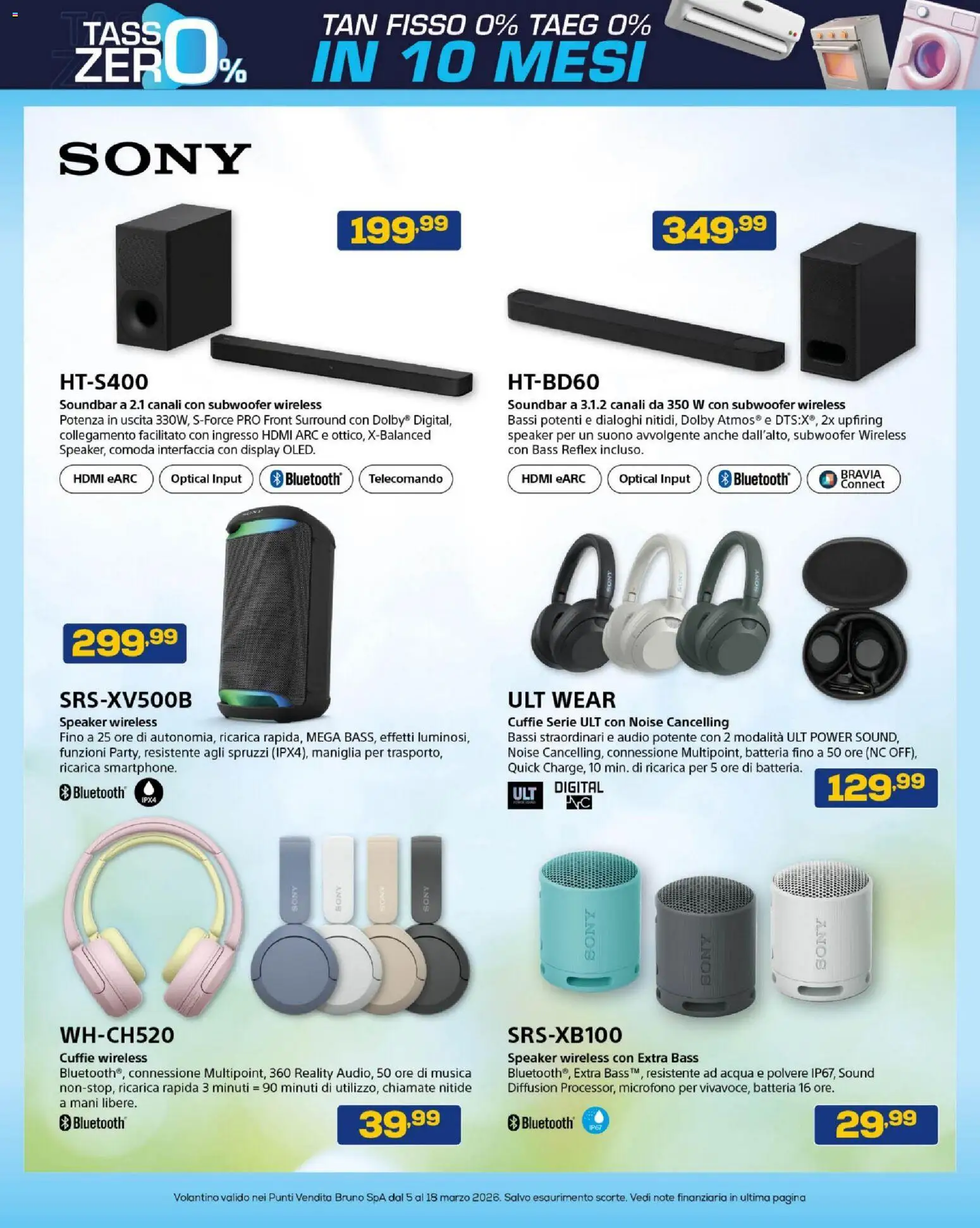 Volantino BRUNO del 05.03.2026 | Pagina: 39 | Prodotti: Telecomando, Audio, Cuffie, Batteria