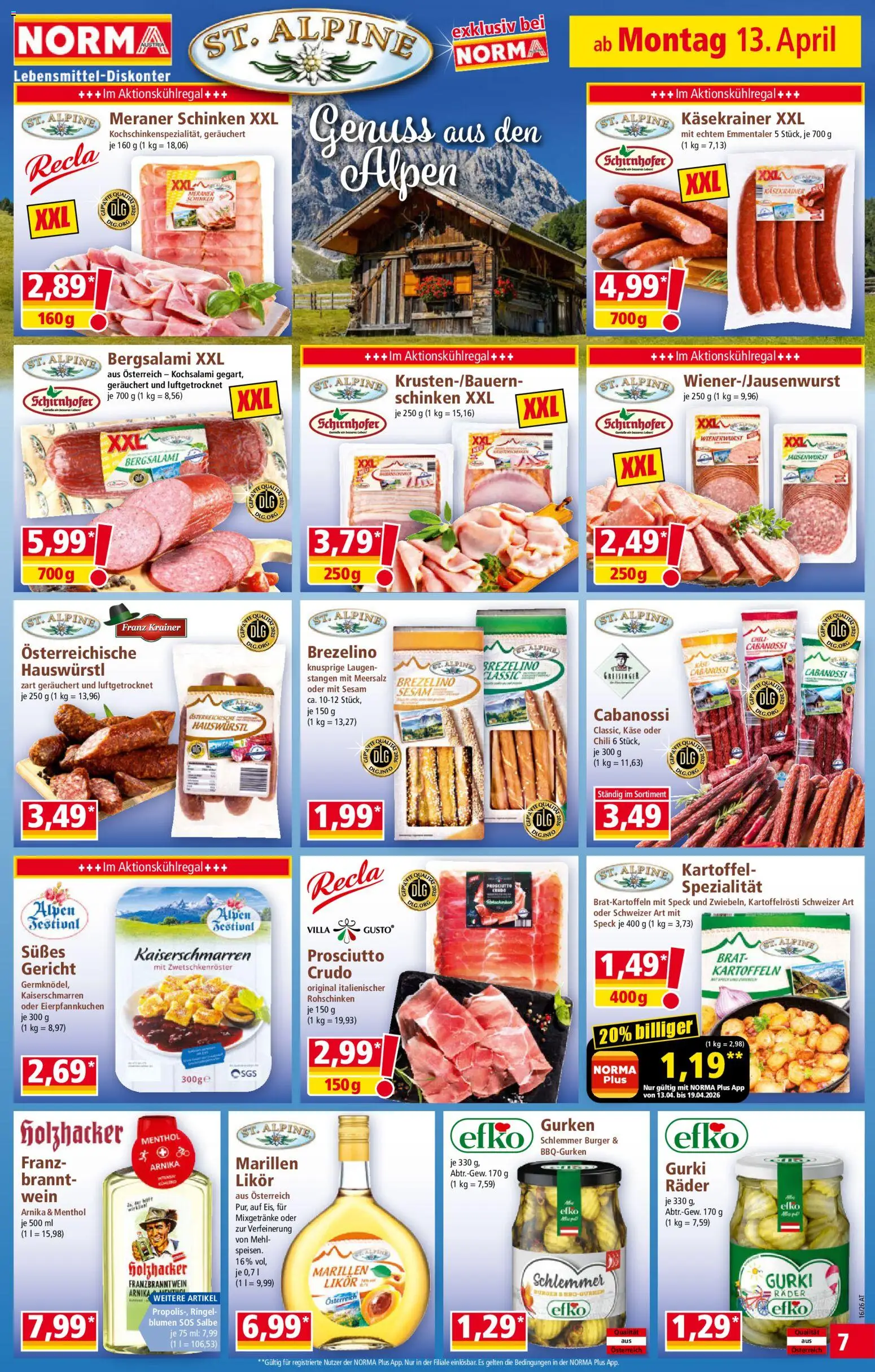 Norma Flugblatt gültig ab 13.04.2026 | Seite: 7 | Produkte: Kartoffeln, Chili, Käse, Schinken