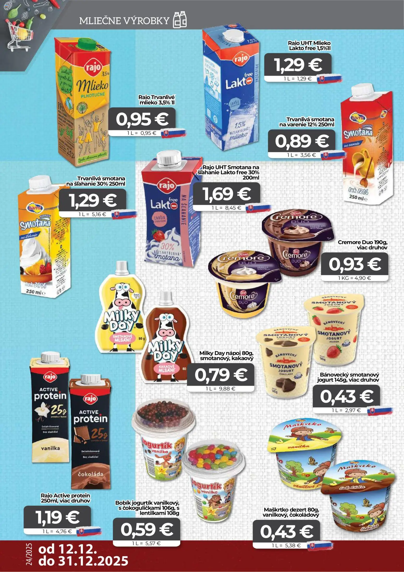 Nové CBA Komfos akcie – leták je platný od 12.12.2025 | Strana: 4 | Produkty: Mlieko, Jogurt, Protein, Čokoláda