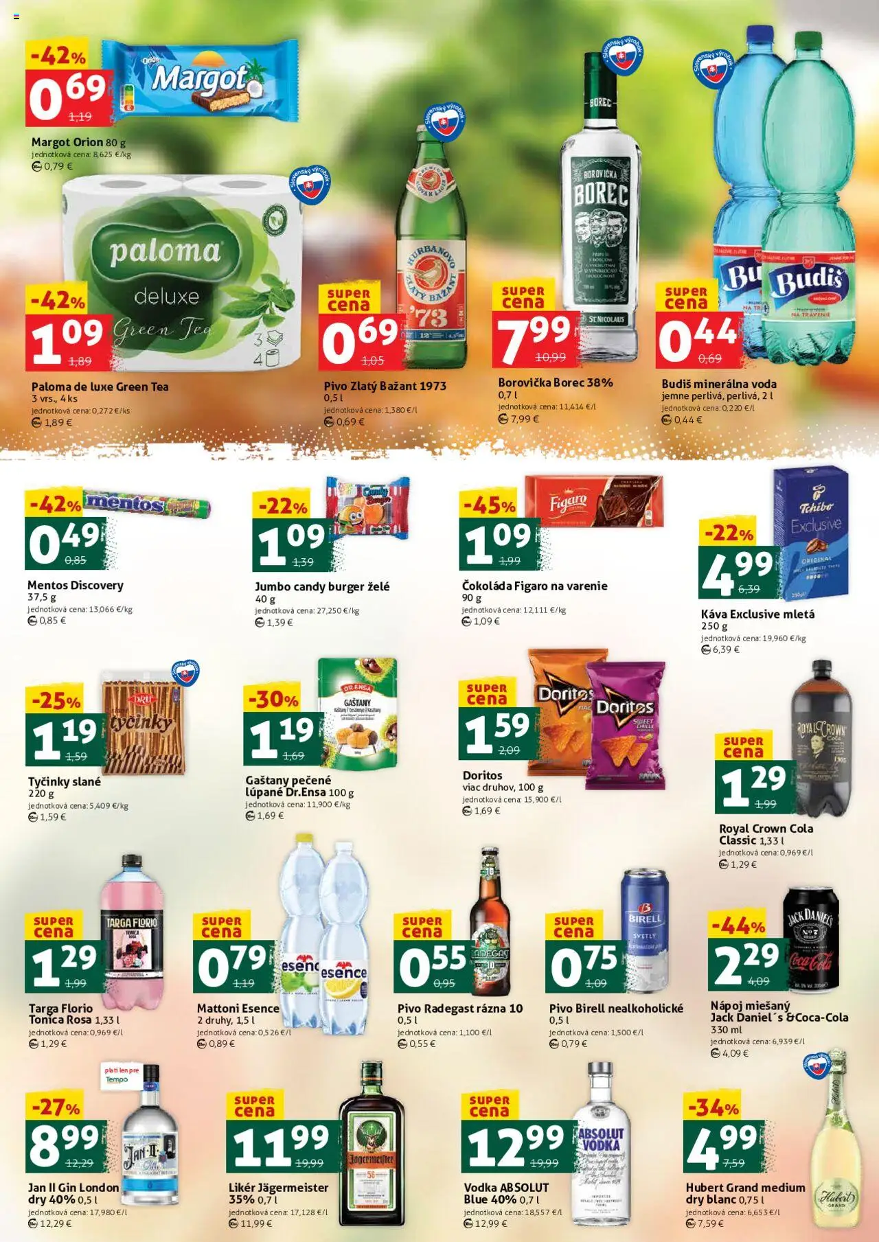 COOP Jednota víkendová ponuka │ platný od 22.08.2025 | Strana: 3 | Produkty: Borovička, Gin, Mattoni, Minerálna voda