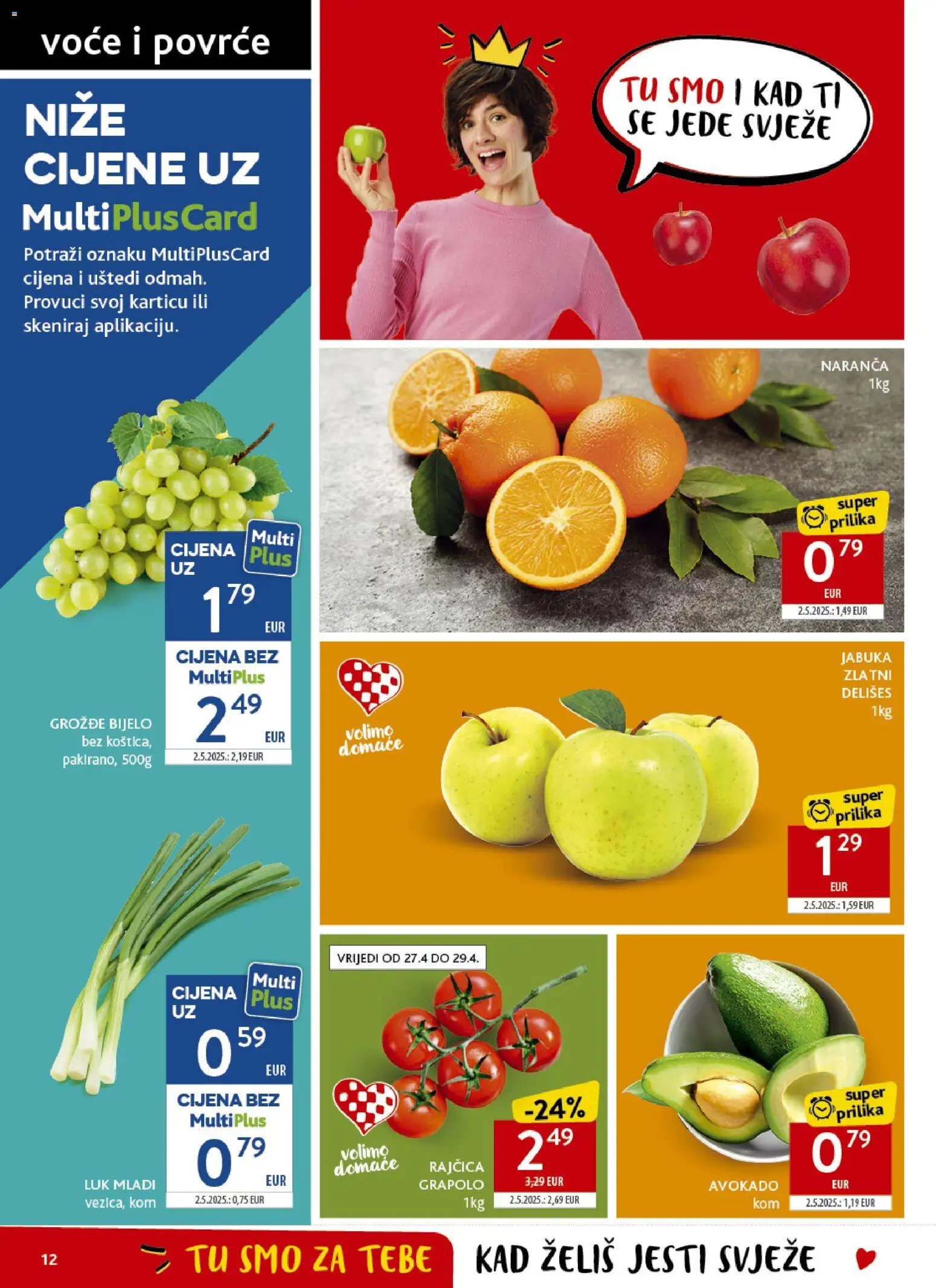 Konzum katalog | vrijedi od 22.04.2026 | Stranica: 12 | Proizvodi: Povrće, Voće, Rajčica, Jabuka