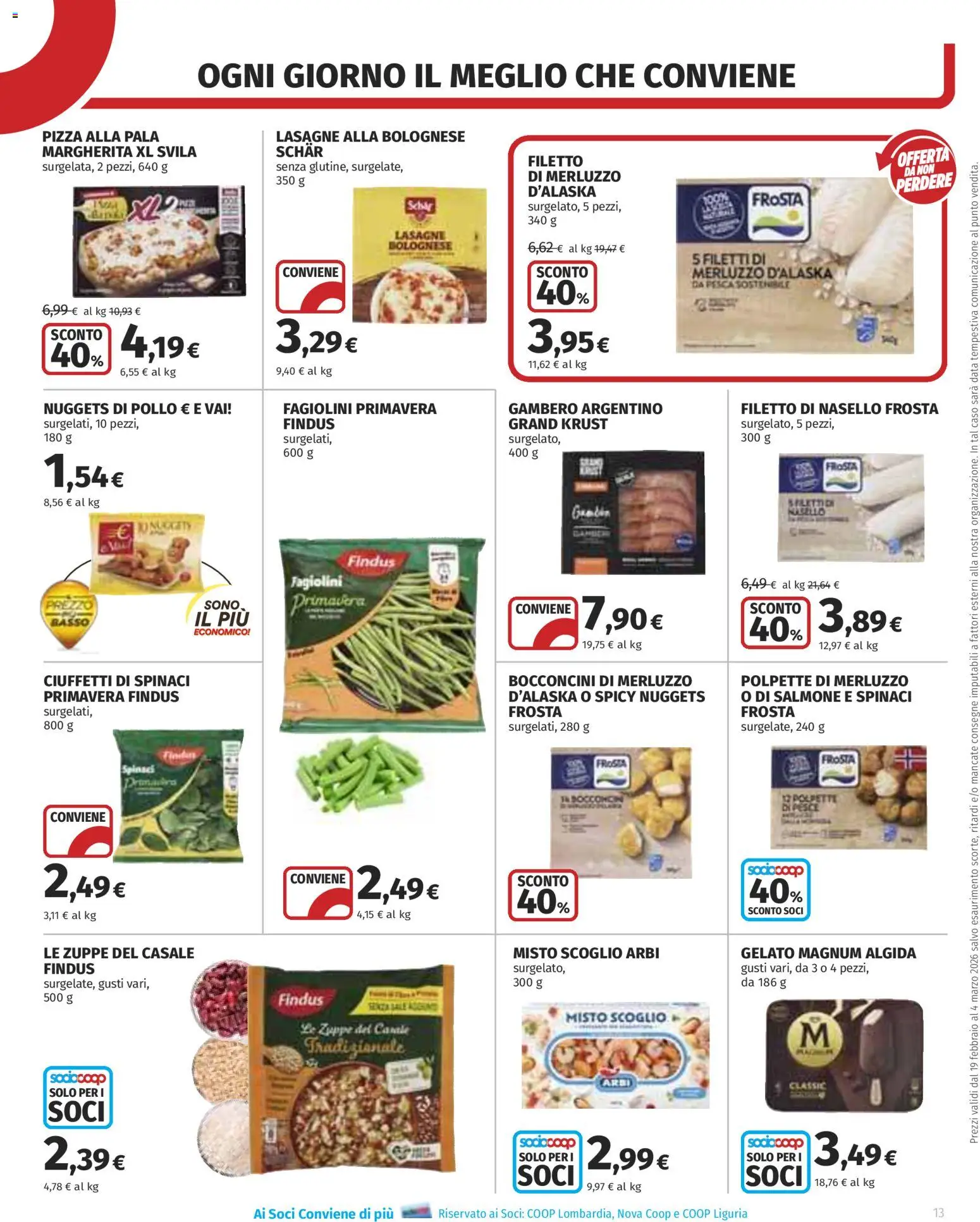 Volantino COOP del 19.02.2026 | Pagina: 13 | Prodotti: Pizza, Pollo, Nuggets, Data