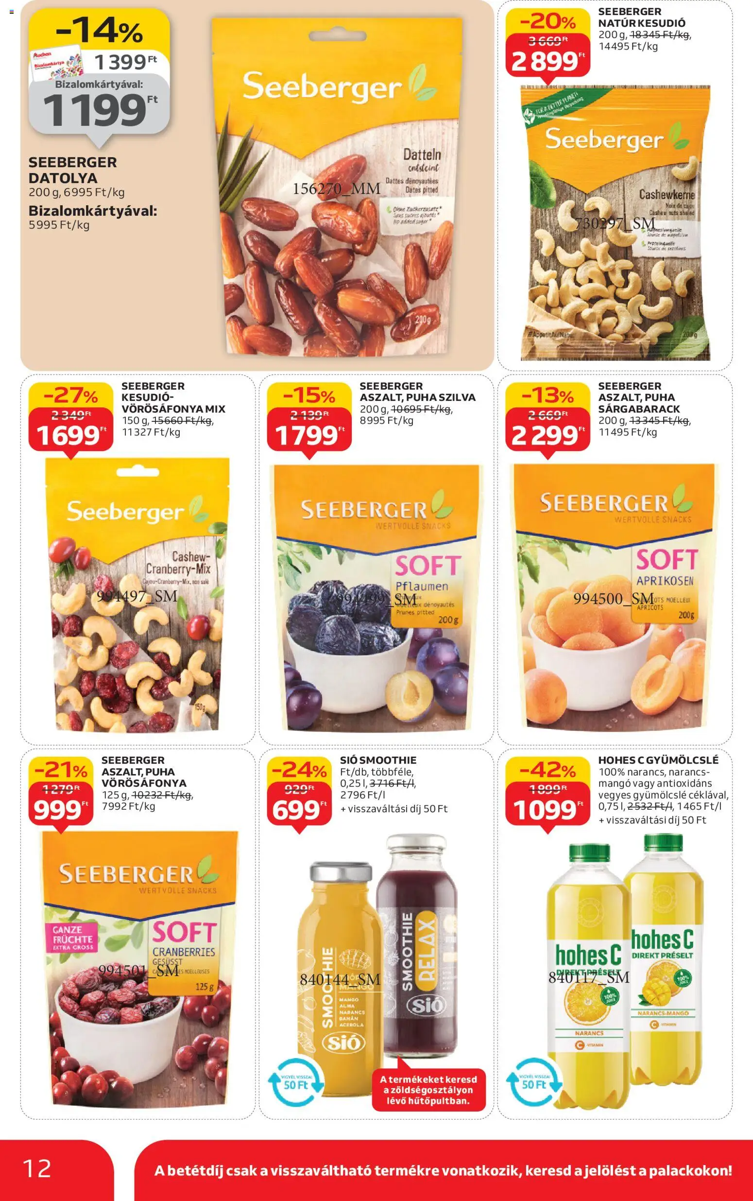 Auchan akciós ujság - amely érvényes a következő dátumtól: 20.11.2025 | Oldal: 12 | Termékek: Datolya, Sál, Szilva, Alma