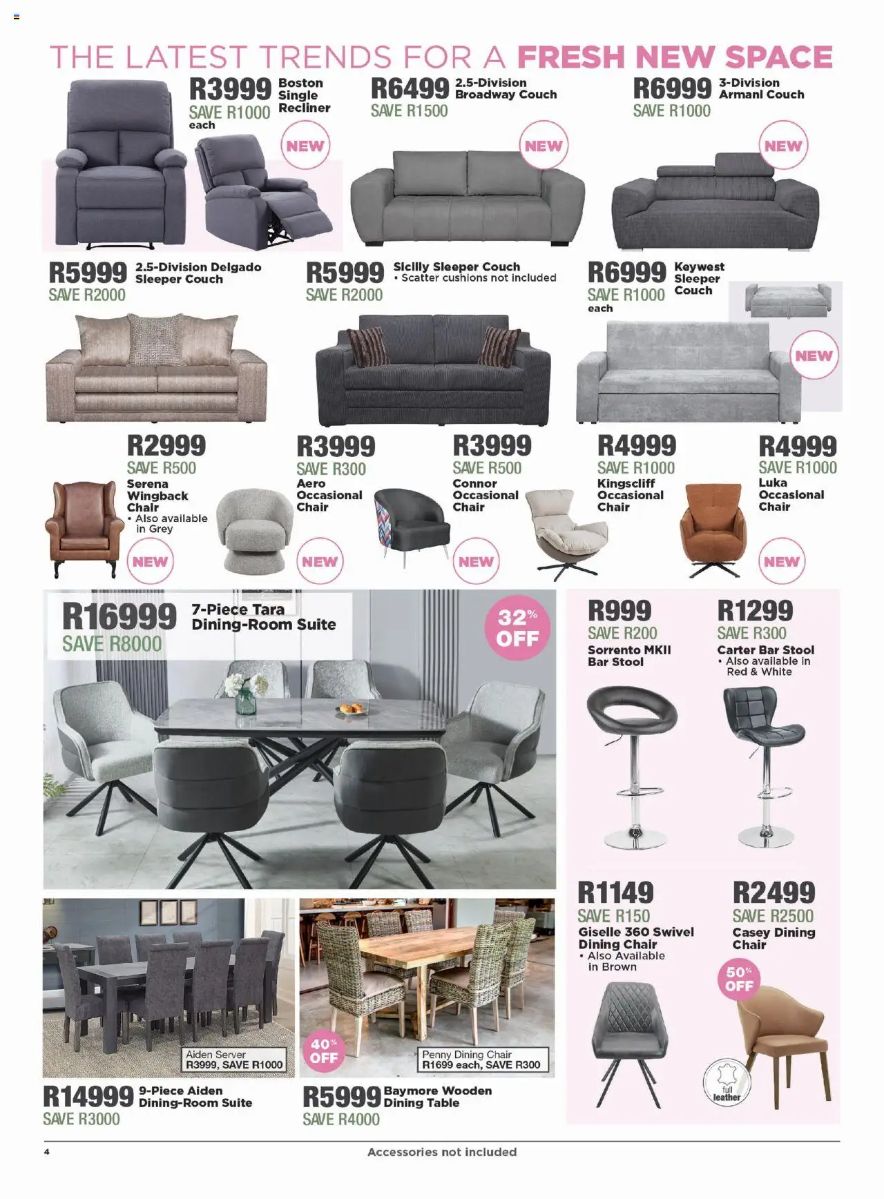 New House and Home catalogue – valid from 08.09.2025 | Page: 4 | Products: Stool, Couch, Table, Bar stool
