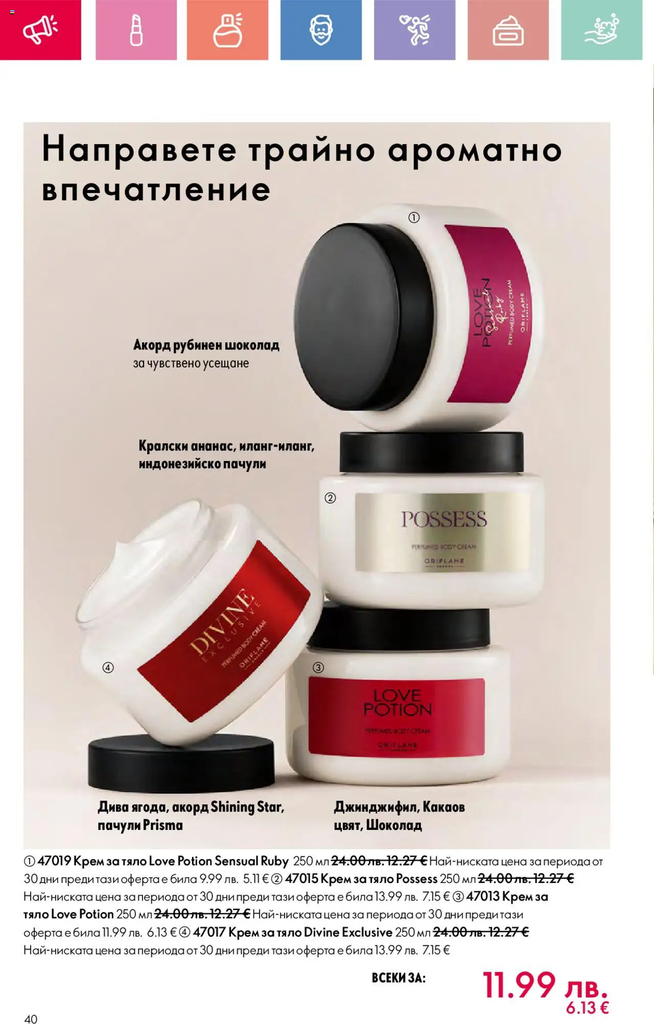  | Страница: 40 | Продукти: Крем, Крем за тяло, Шоколад