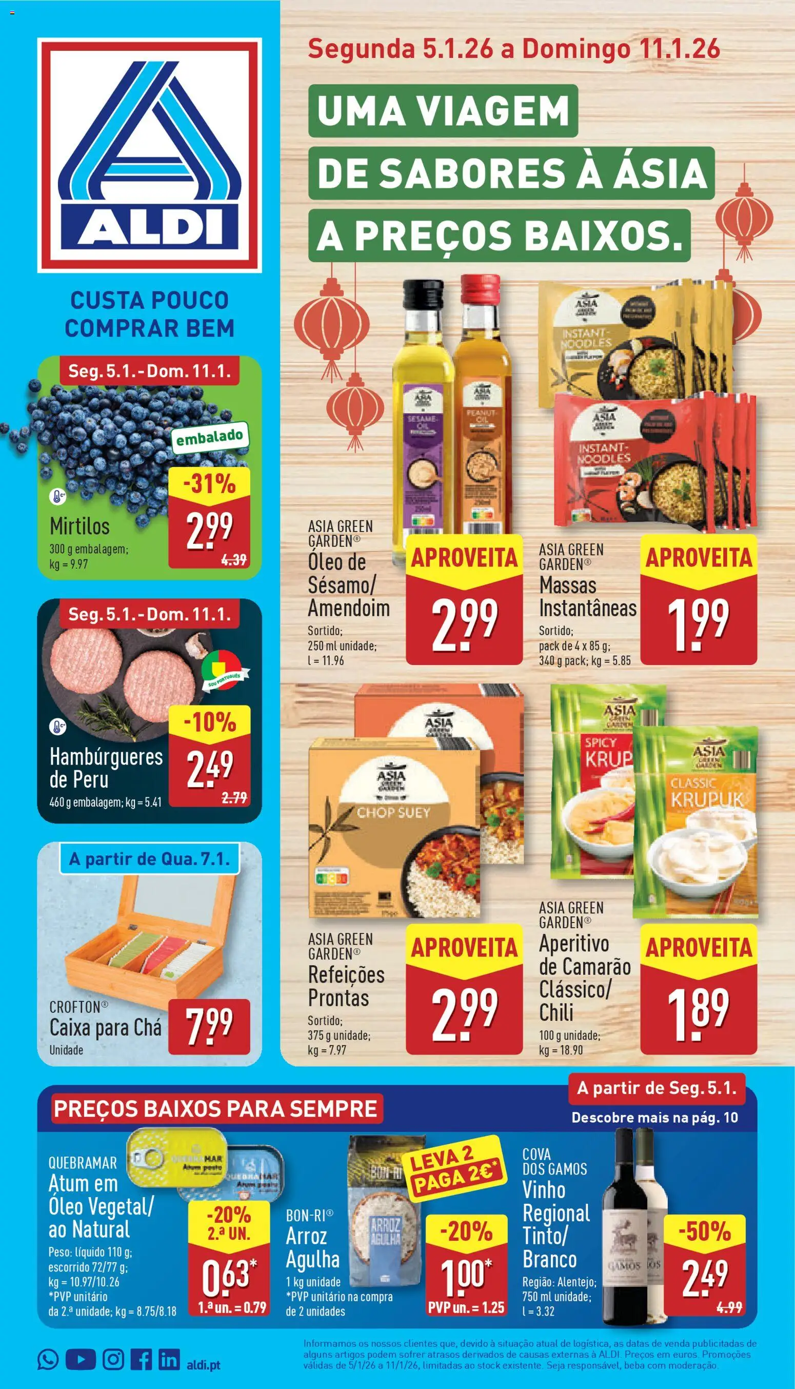 Aldi folheto │ válido de 05.01.2026 | Página: 1 | Produtos: Atum, Peru, Vinho, Chá