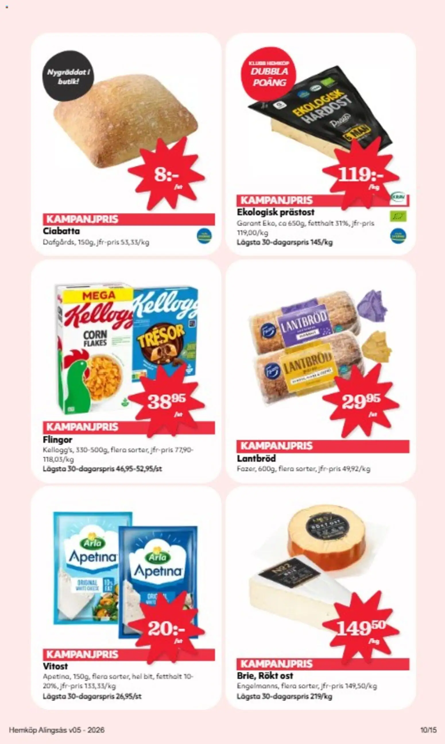 Hemköp reklamblad aktuell från 26.01.2026 | Sida: 10 | Produkter: Ost, Lantbröd, Flingor