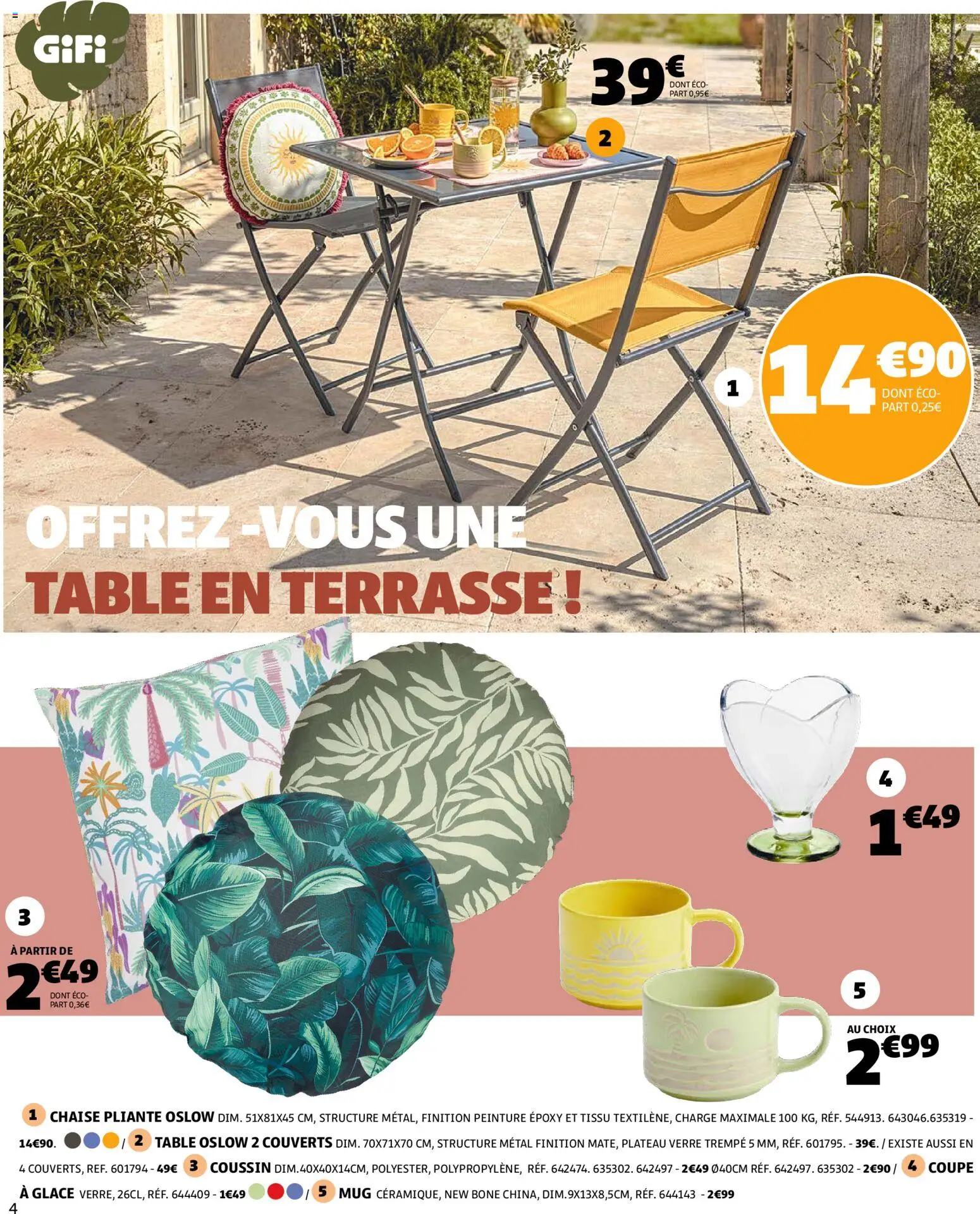 {H1} | Page: 4 | Produits: Plateau, Chaise pliante, Table, Chaise