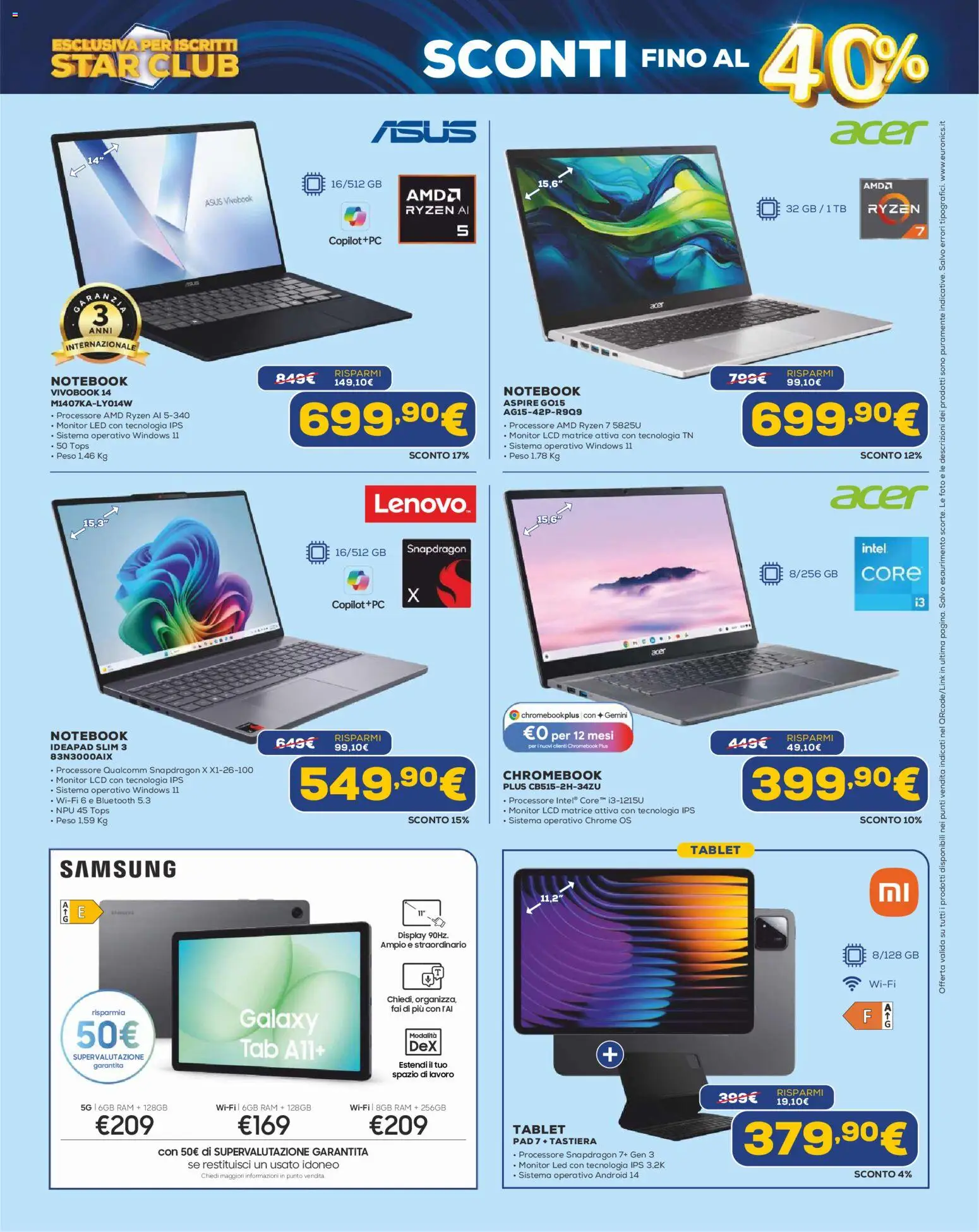 Volantino Euronics del 23.04.2026 | Pagina: 19 | Prodotti: Monitor, Notebook, Tablet, Samsung