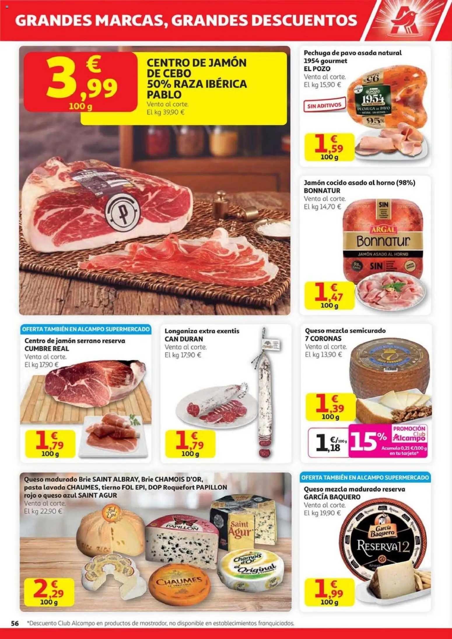 Alcampo - HG Madrid Unificado  │ válido desde el 23.10.2025 | Página: 56 | Productos: Queso, Jamón cocido, Longaniza, Horno