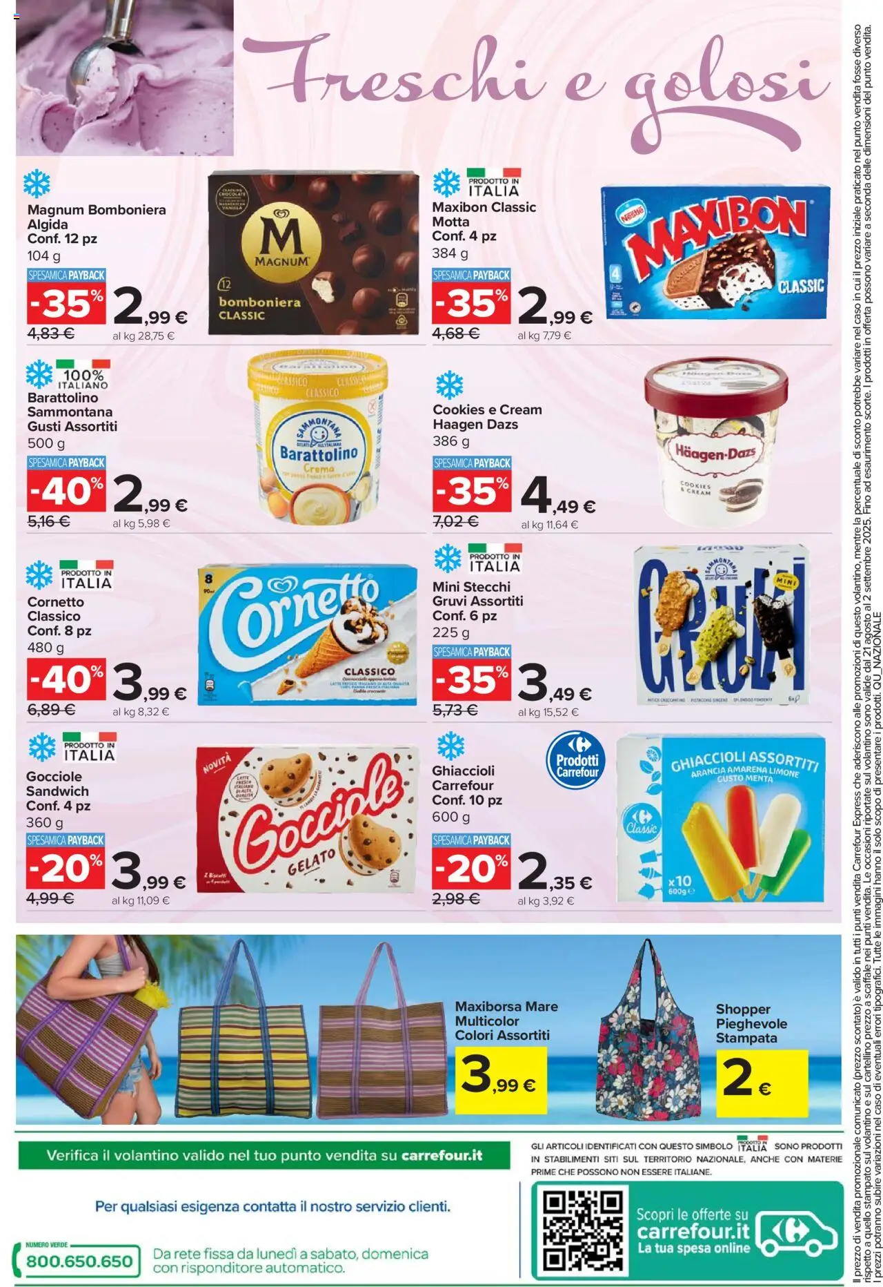 Volantino Carrefour del 21.08.2025 | Pagina: 20 | Prodotti: Crema, Ghiaccioli, Cornetto, Limone