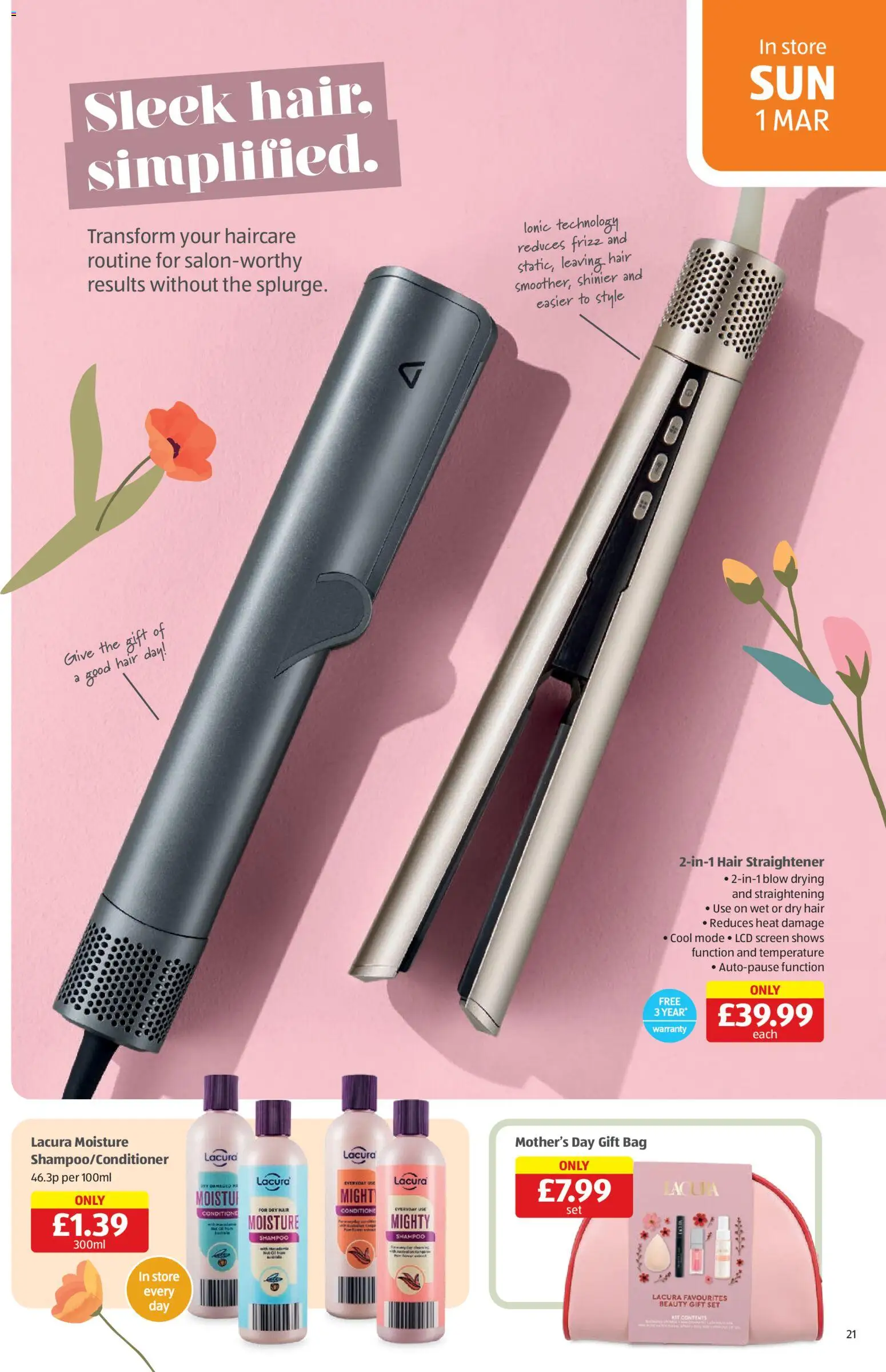 {H1} | Page: 21 | Products: Shampoo, Bag, Hair straightener