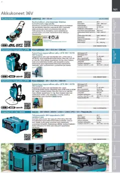 Makita-mainoslehti voimassa 24.03.2026 alkaen | Sivu: 161 | Tuotteet: Ruohonleikkuri, Akku