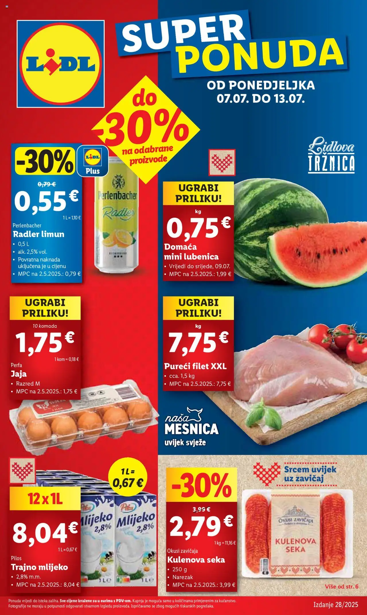 Lidl katalog | vrijedi od 07.07.2025 | Stranica: 1 | Proizvodi: Radler, Jaja, Narezak, Lubenica