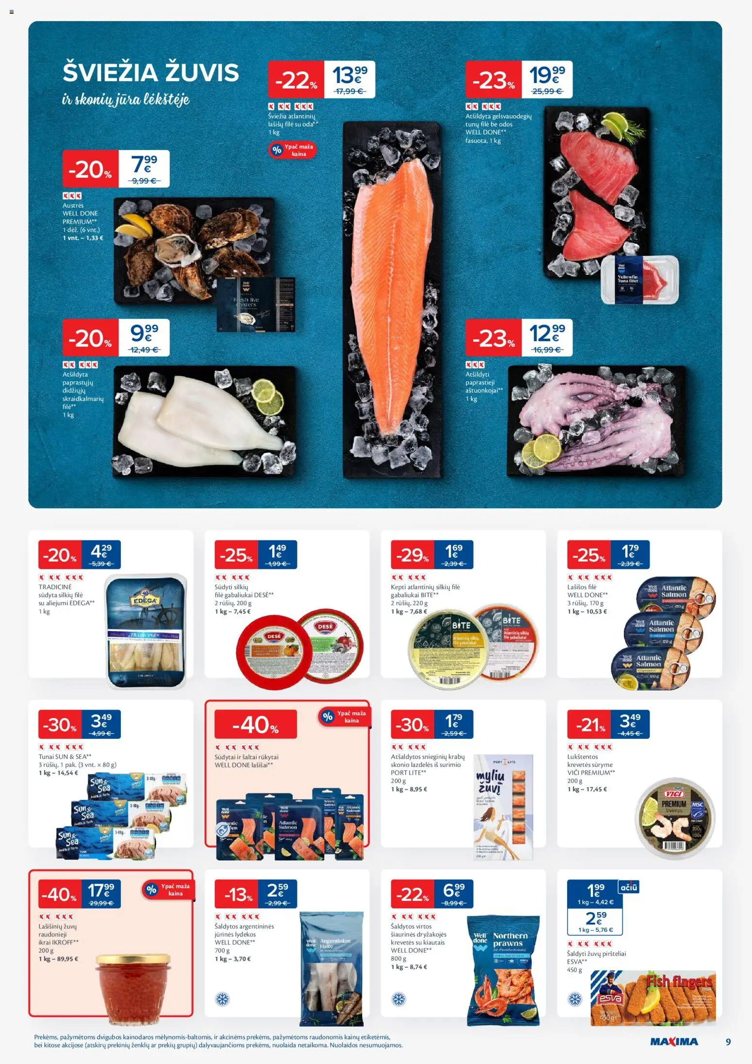 MAXIMA akcijos nuo 29.12.2025 | Puslapis: 9 | Prekių: Lašišų filė, Lašišos, Žuvis, Ikrai