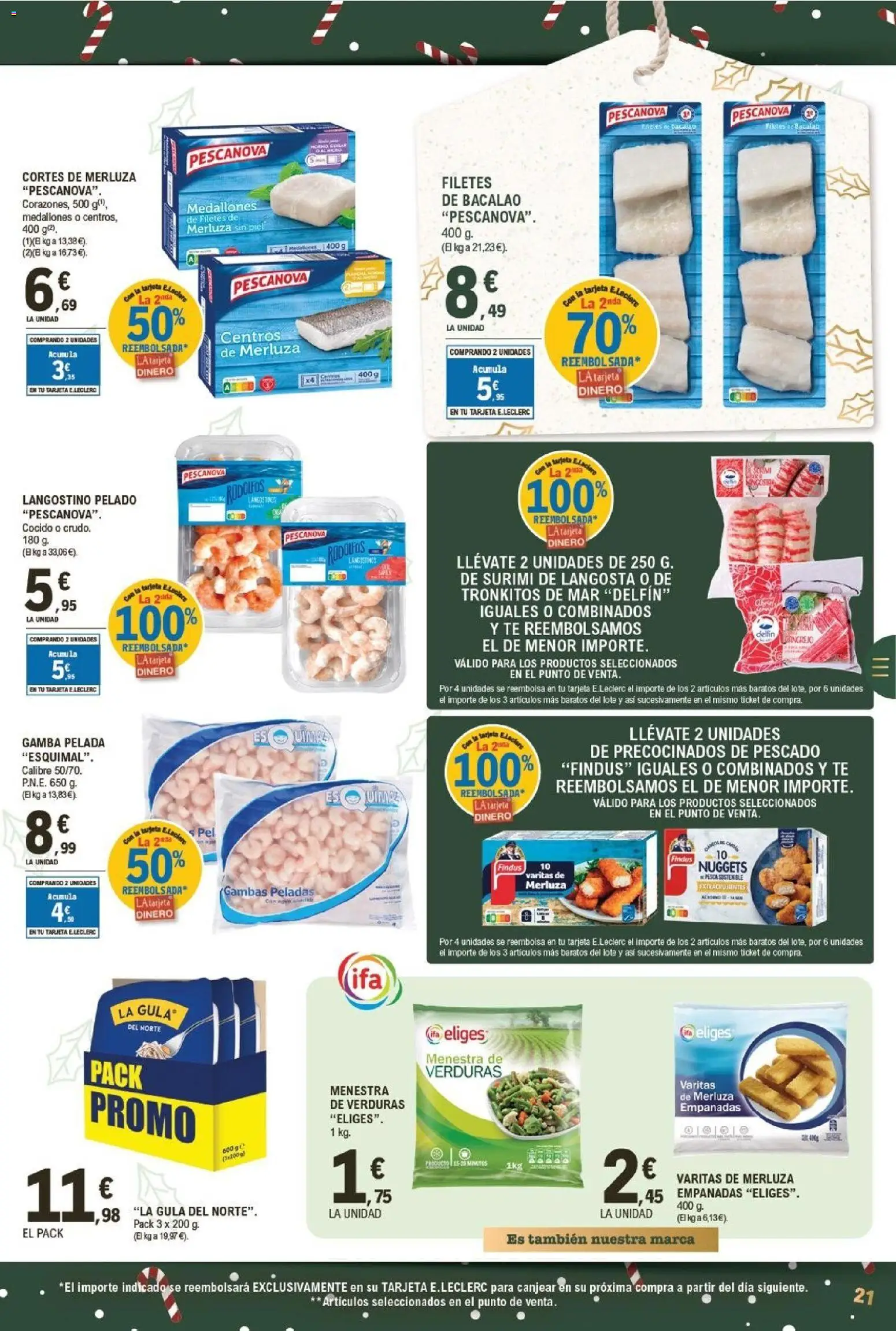 E.Leclerc folleto │ válido desde el 03.12.2025 | Página: 21 | Productos: Medallones, Pescado, Langostino, Gamba