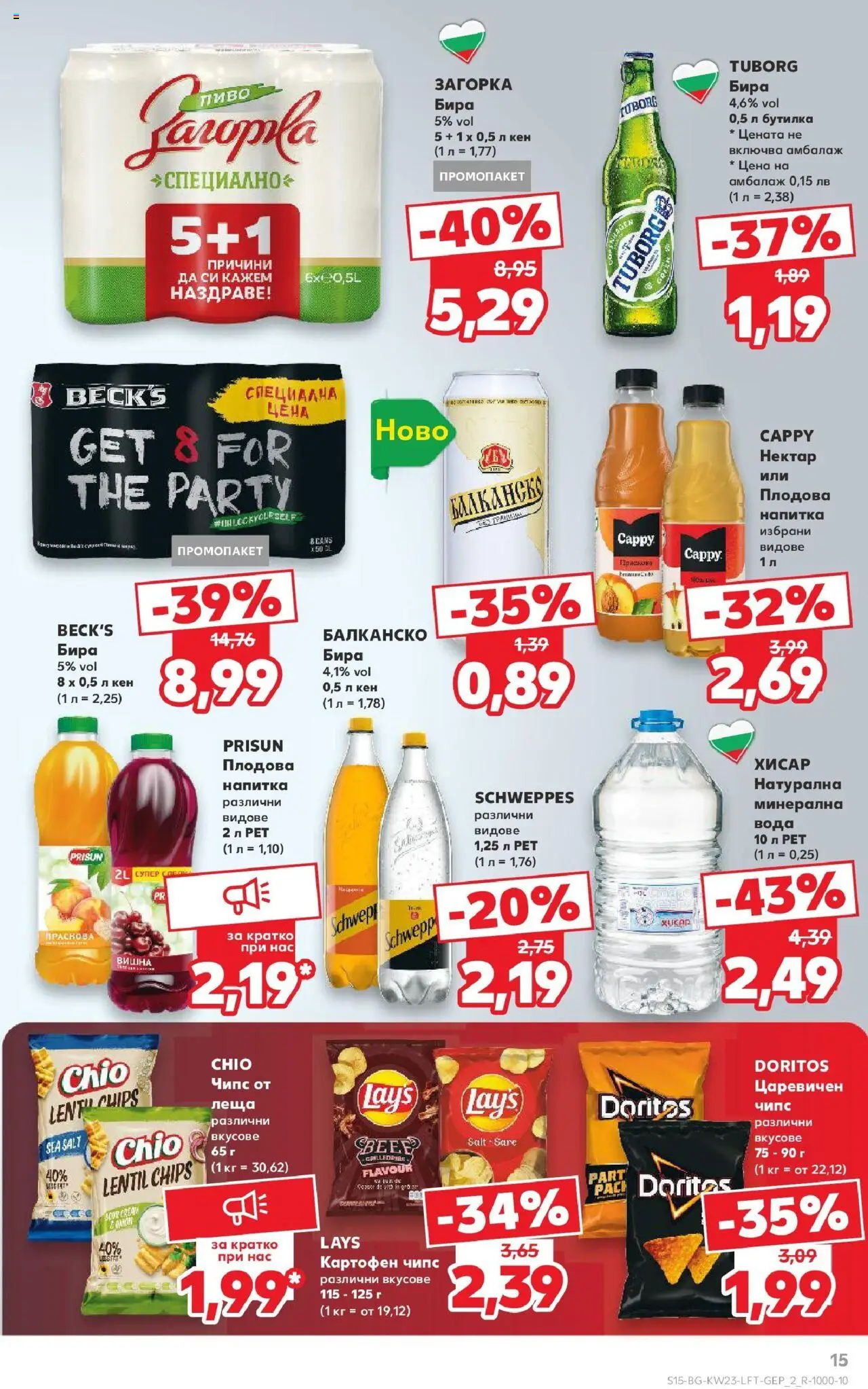  | Страница: 15 | Продукти: Чипс, Вода, Бира, Плодова напитка